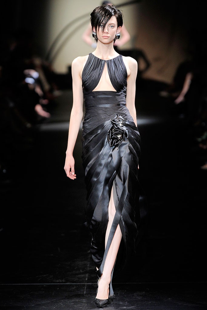 black silk fitted gown