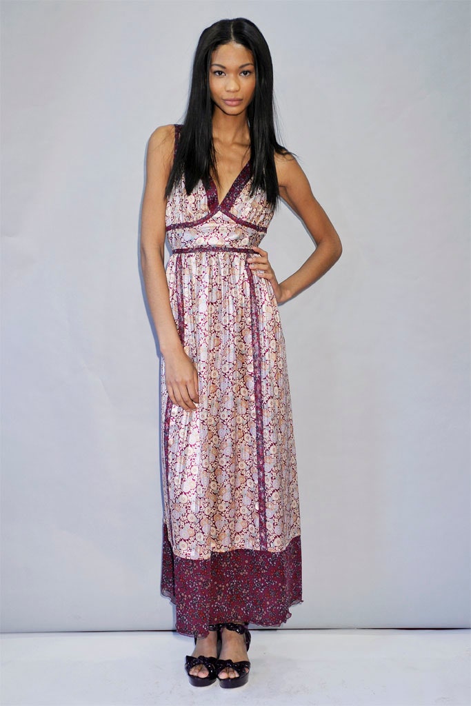 pink and purple printed maxi dress