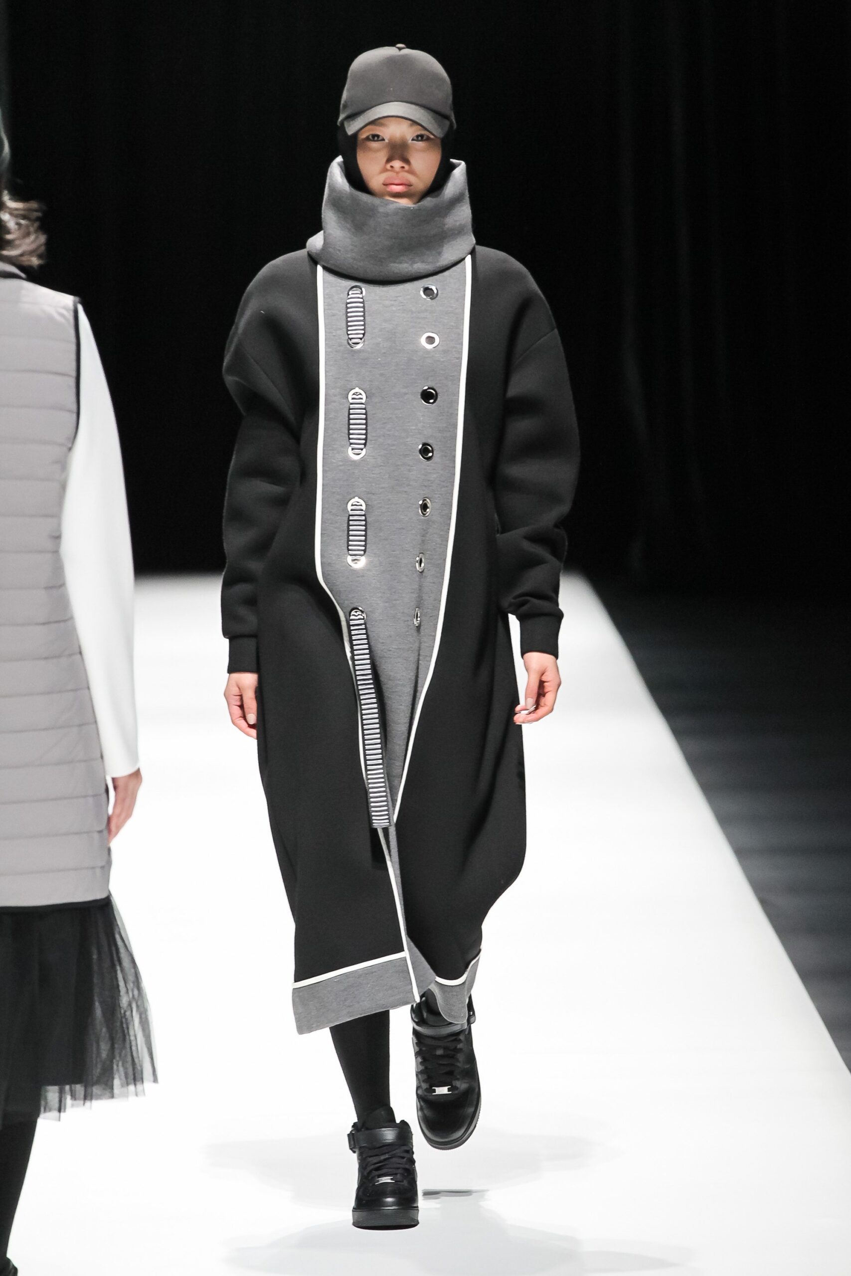 black and gray relaxed coat