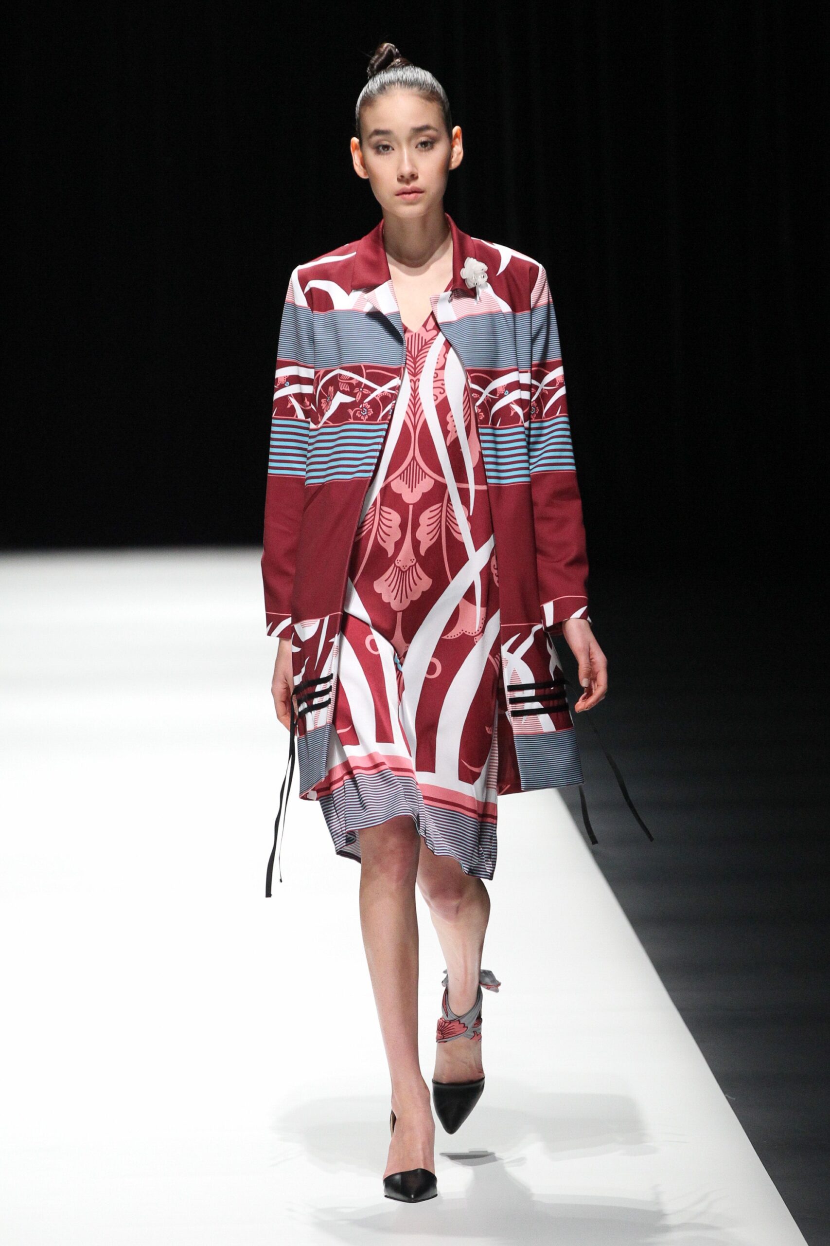 printed silk midi dress and jacket