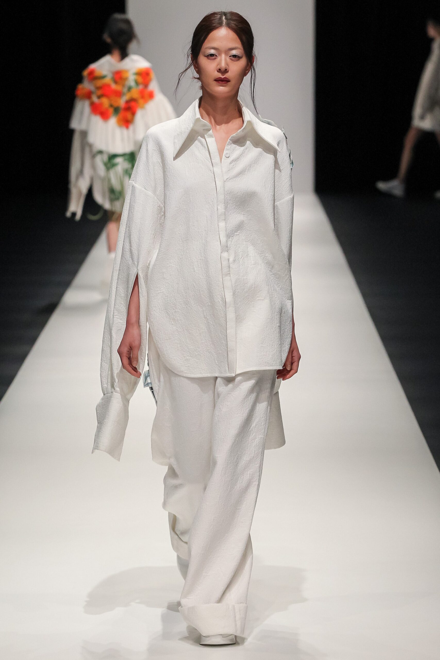 relaxed white shirt and pants