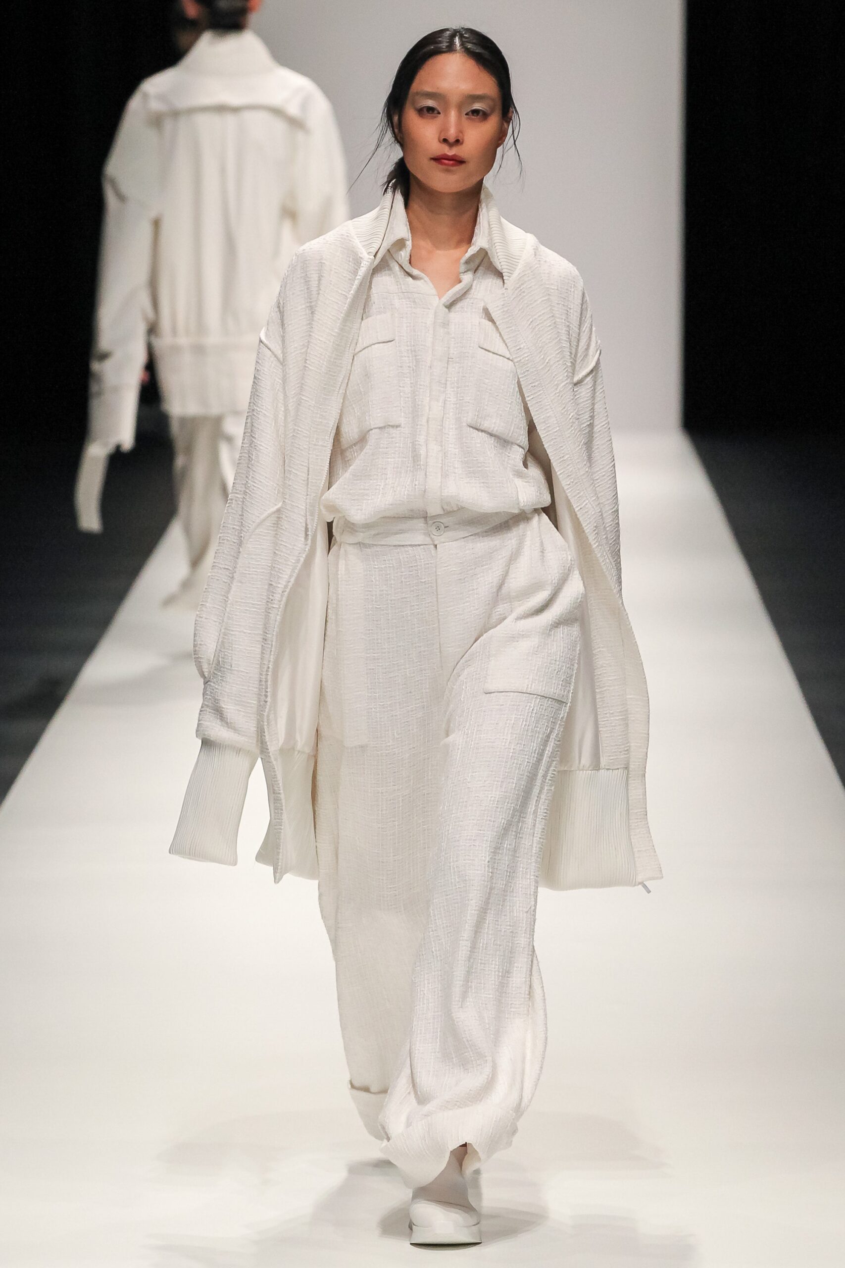 white relaxed jacket and pants