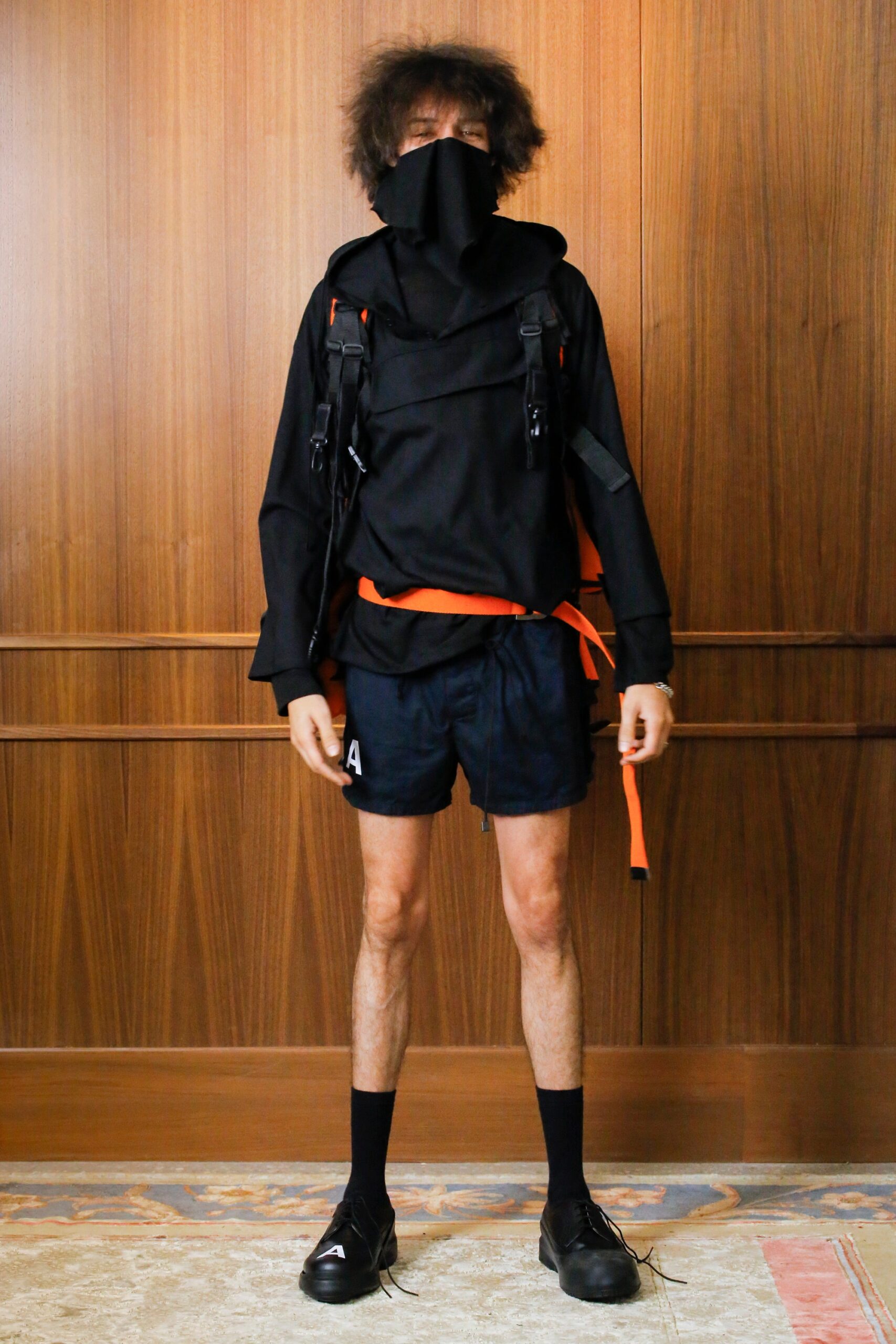 black relaxed hoodie and shorts