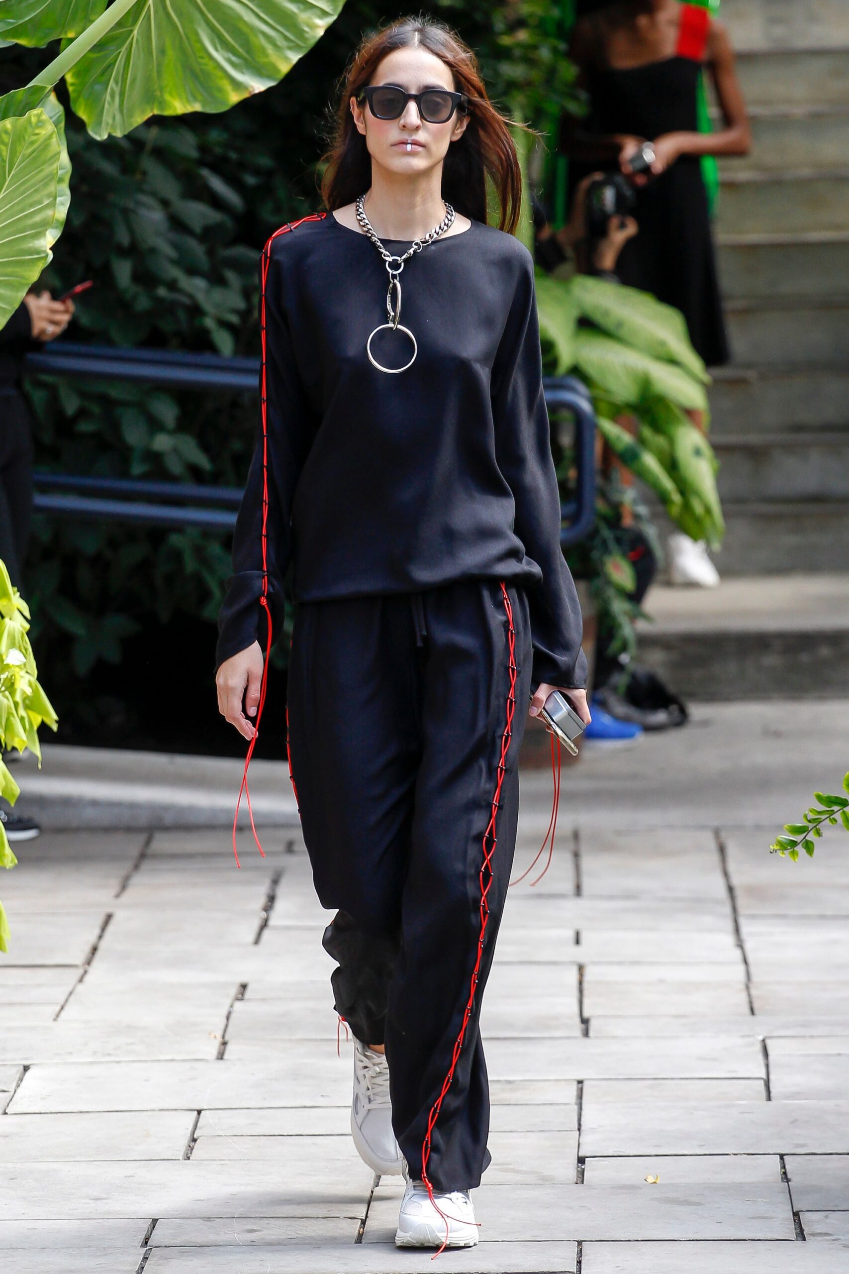 black relaxed top and pants