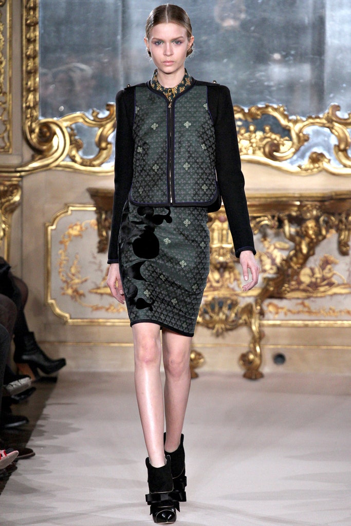 black velvet fitted jacket and skirt