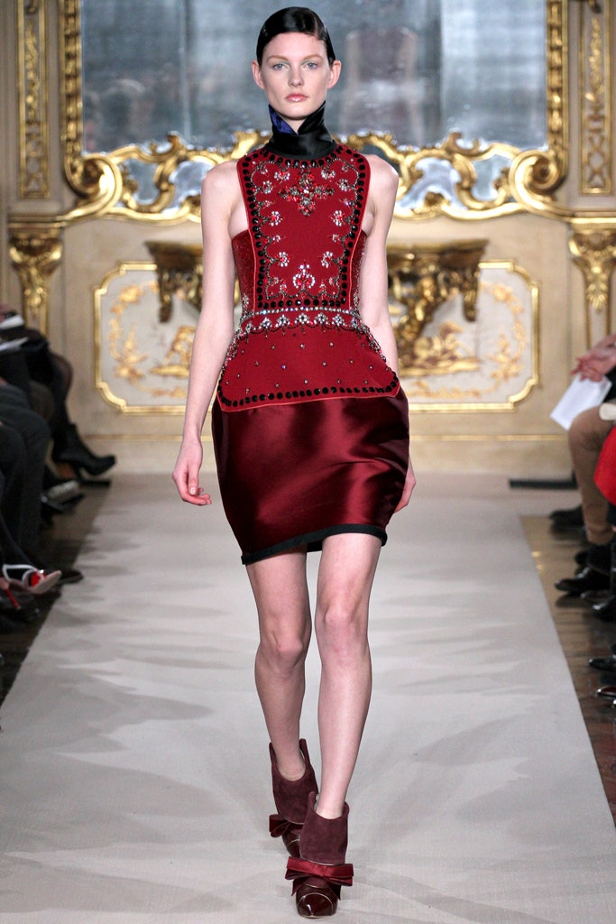 red silk embroidered mini dress