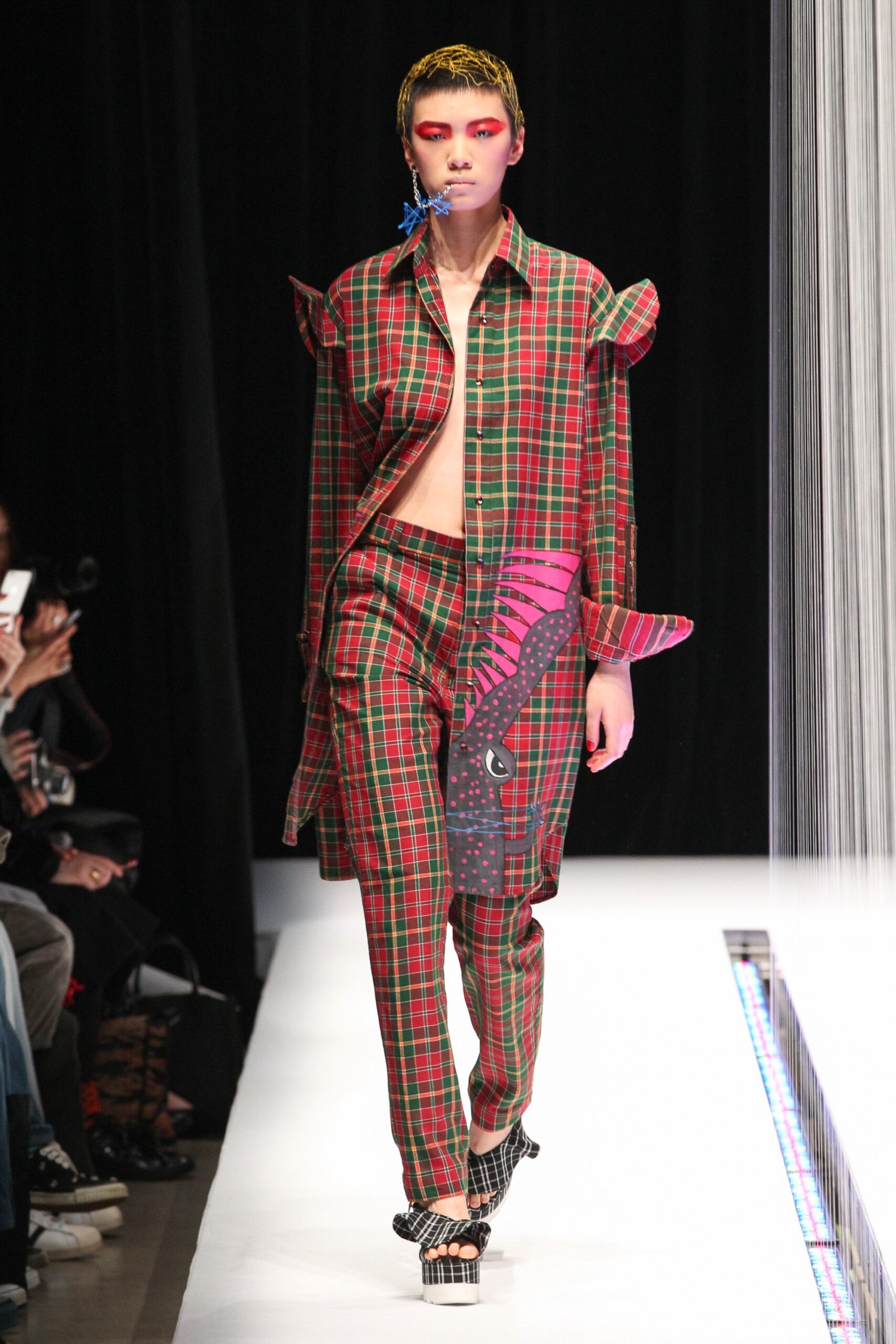 red and green checked shirt and pants