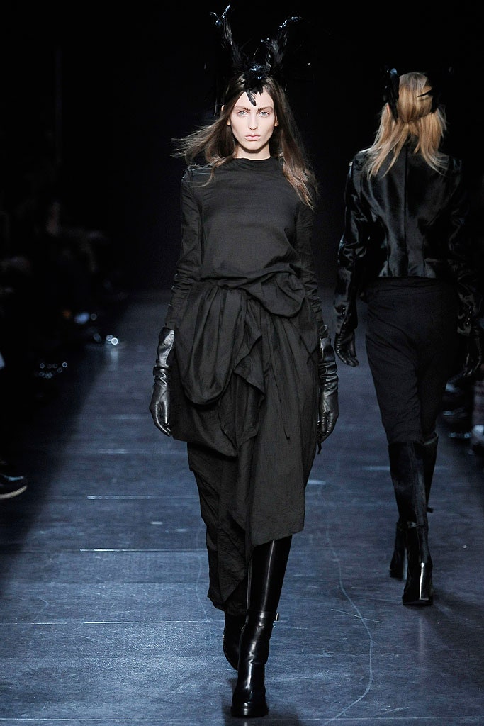 black silk draped midi dress