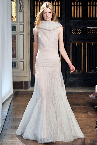 white silk fitted gown