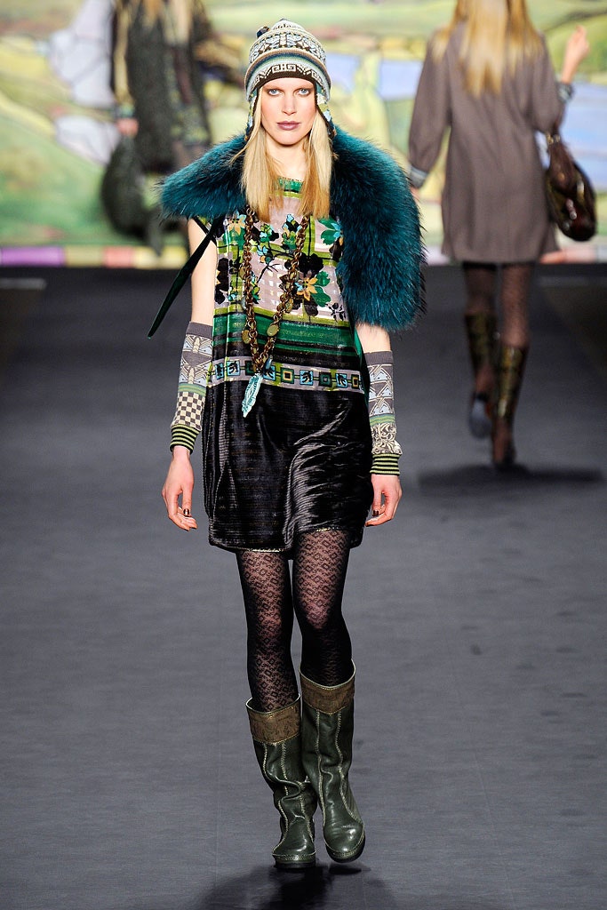 fitted green embroidered top with velvet skirt