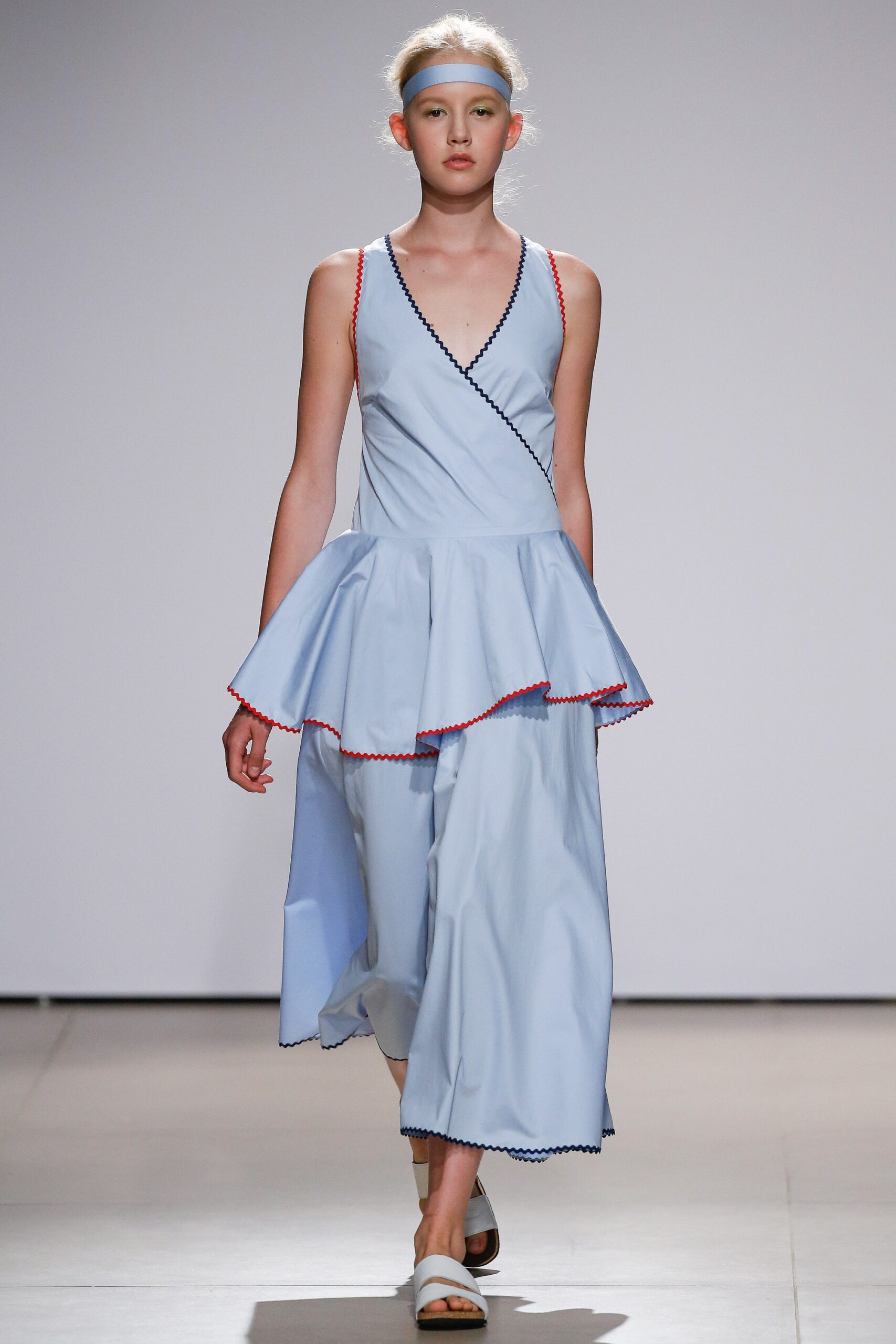 blue cotton sleeveless dress