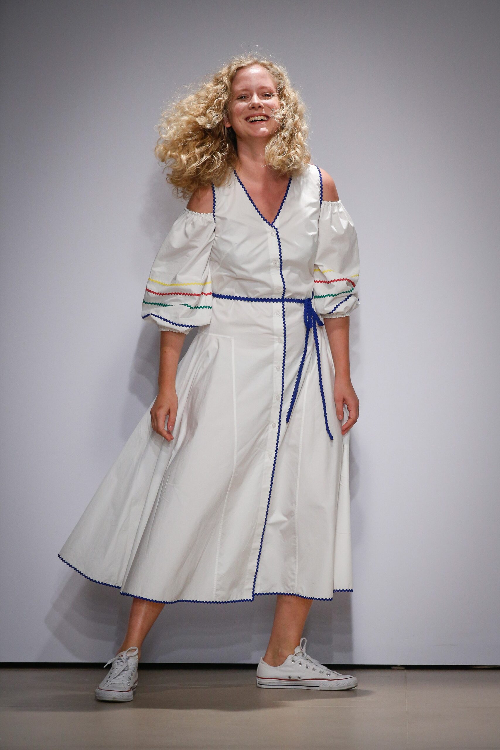 white relaxed midi dress