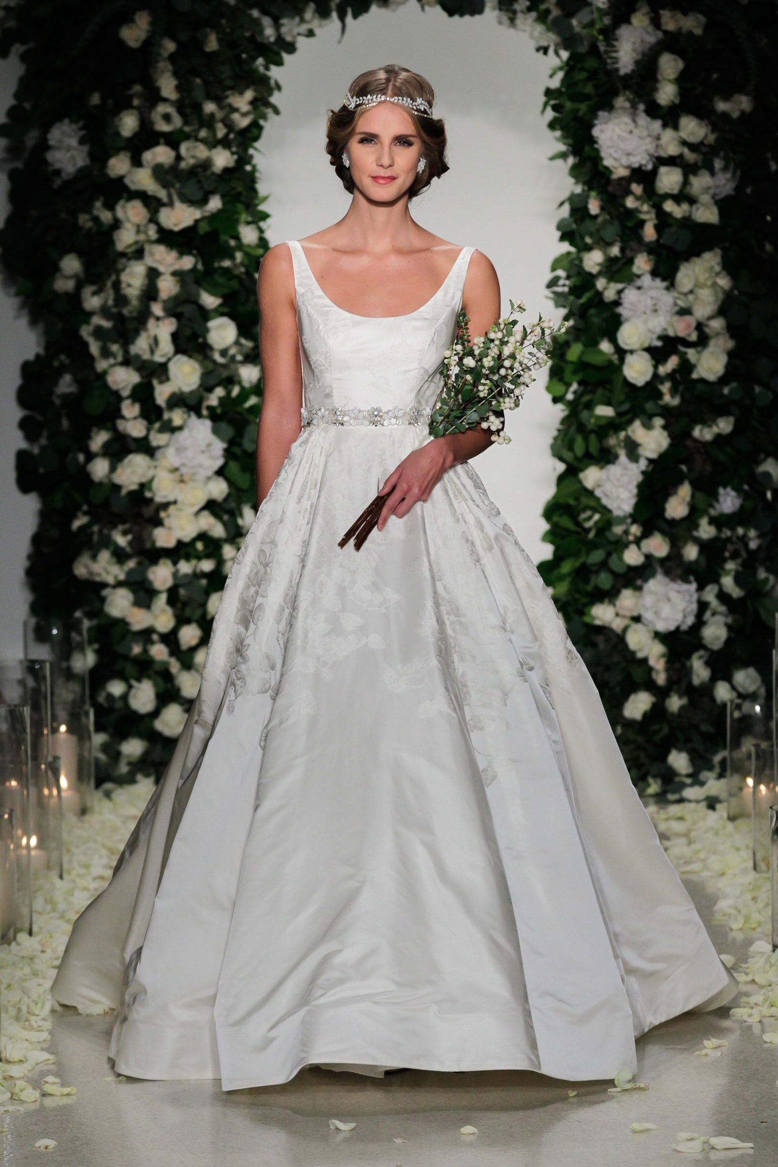 white silk sleeveless gown