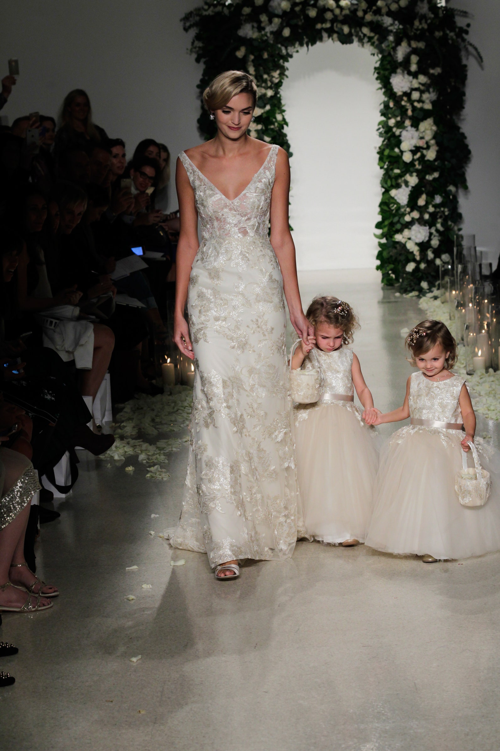 ivory silk embroidered gown