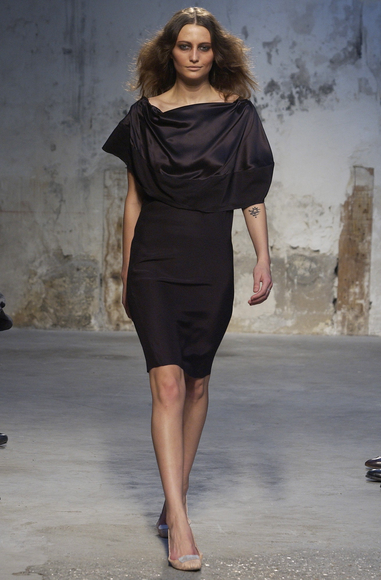 black silk fitted dress