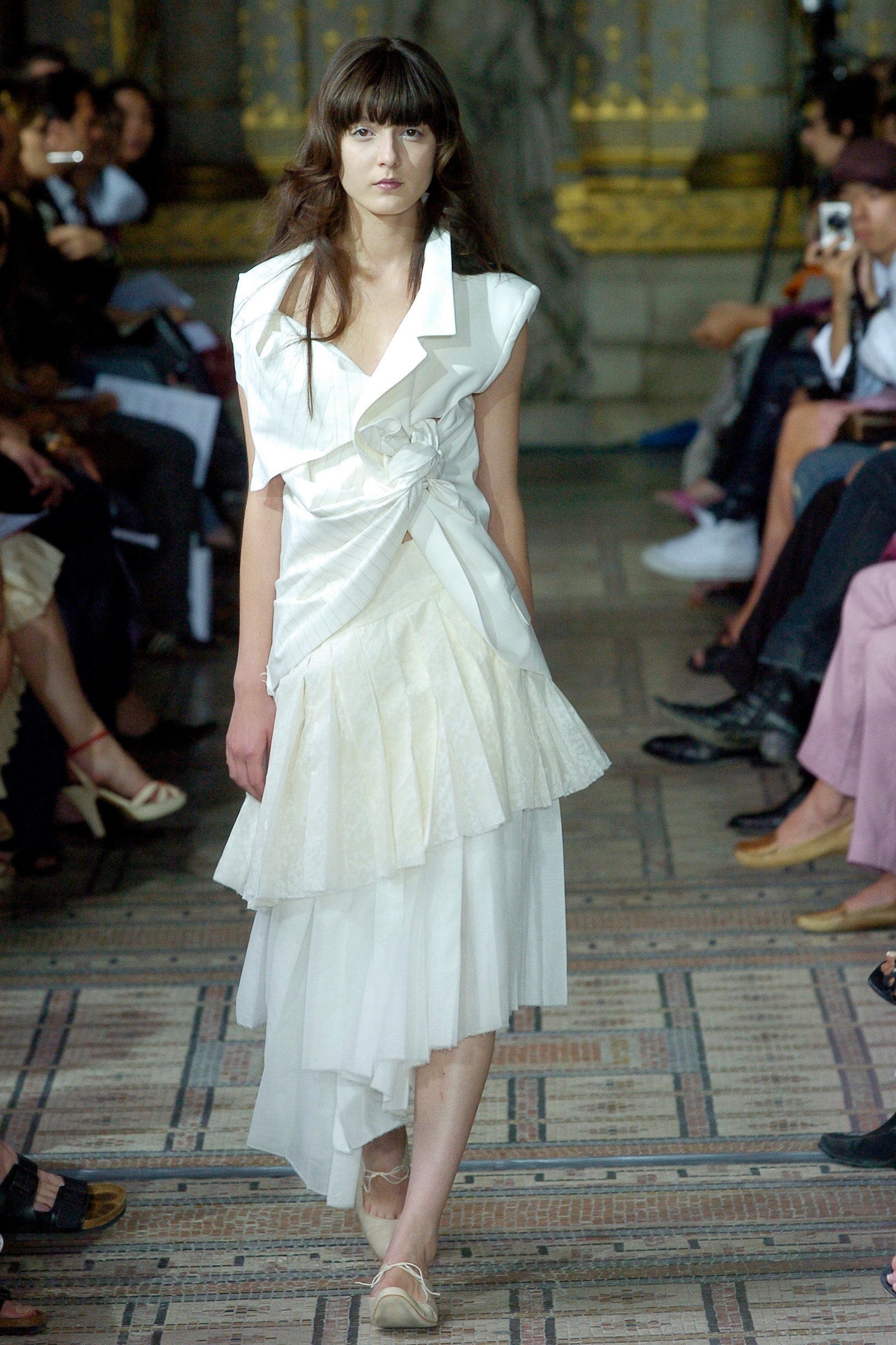 white silk sleeveless dress