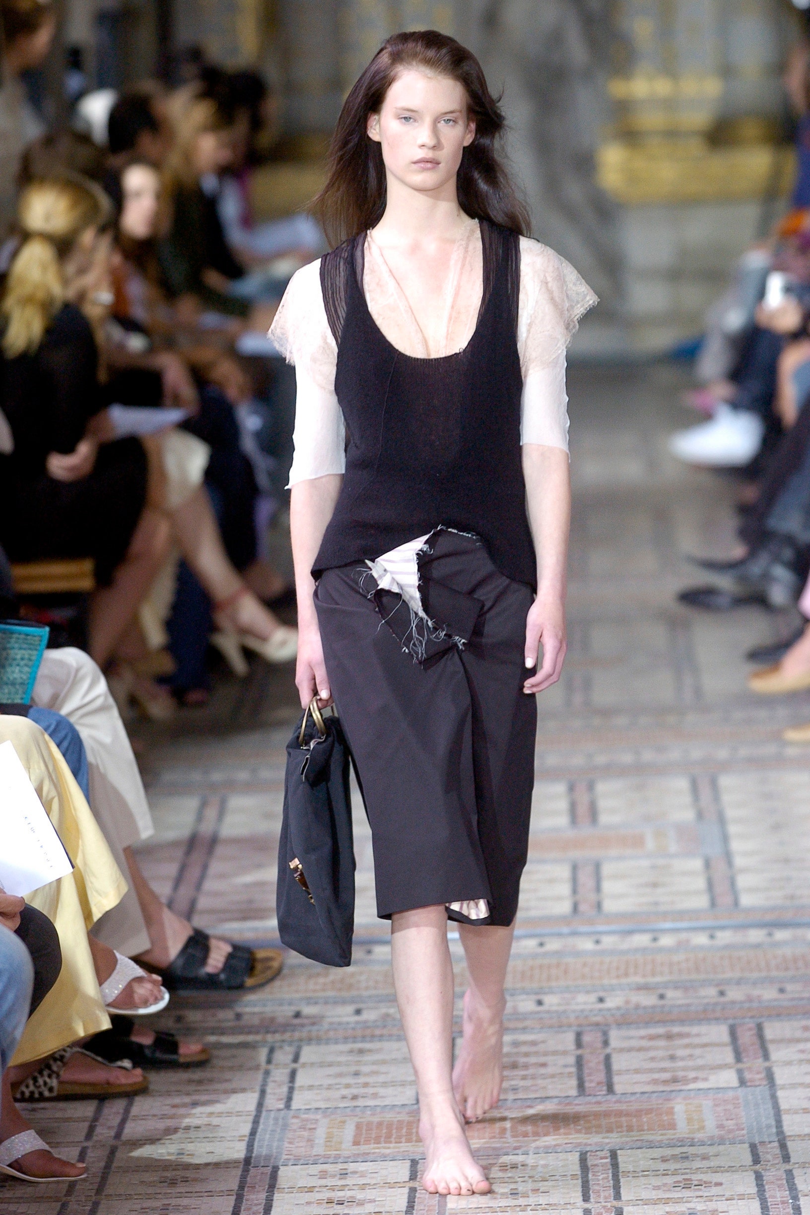 black layered top with asymmetric skirt