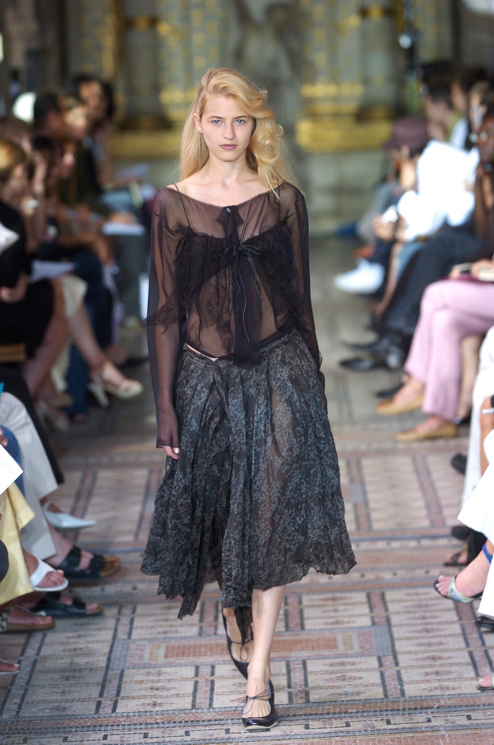 black lace relaxed tiered midi skirt