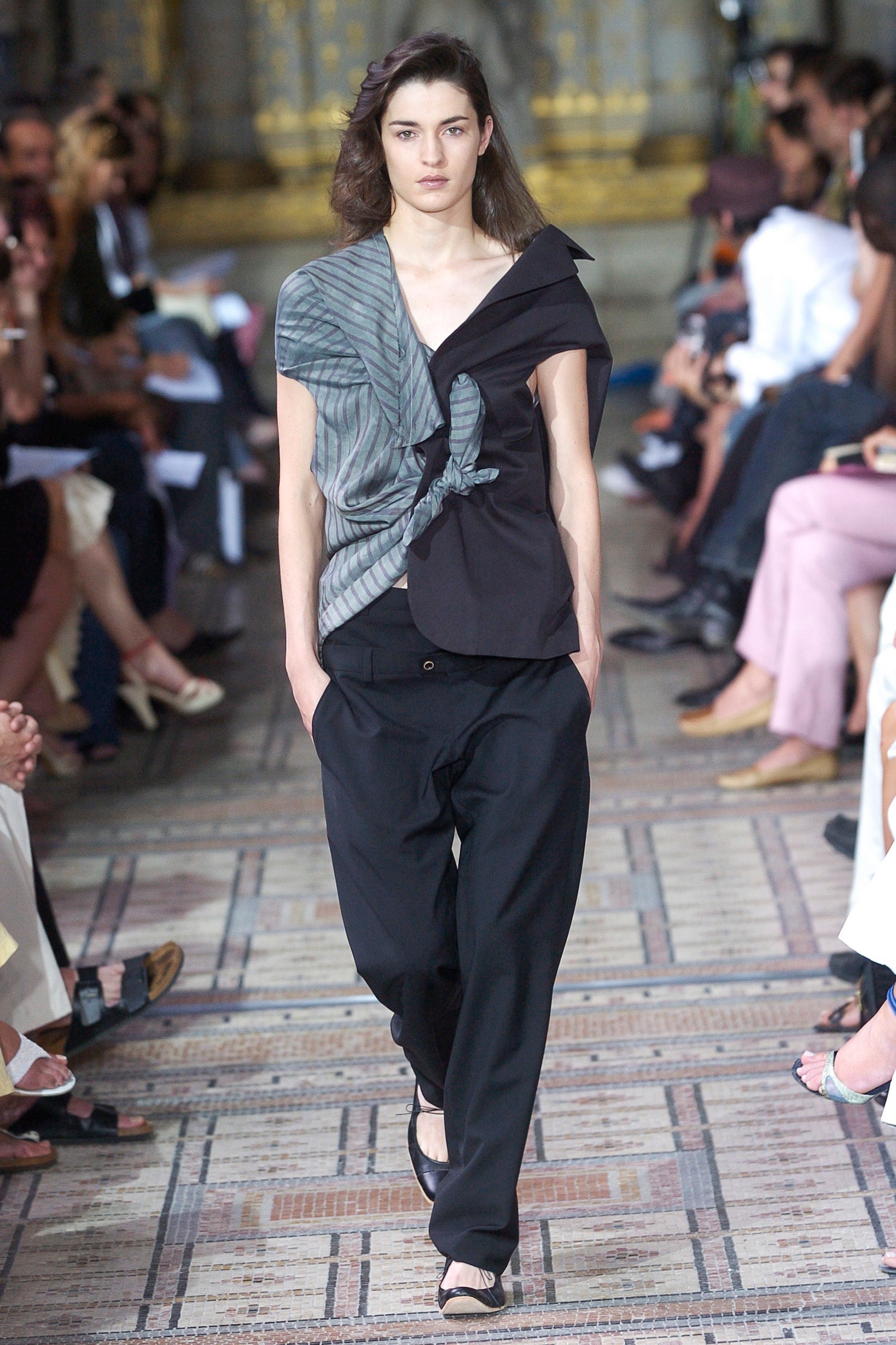 black and gray relaxed top with pants