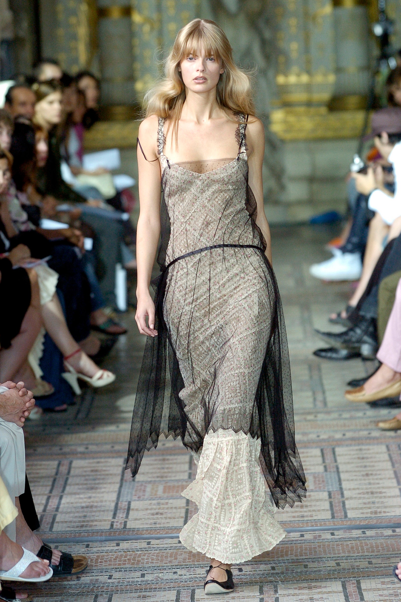 beige silk layered midi dress