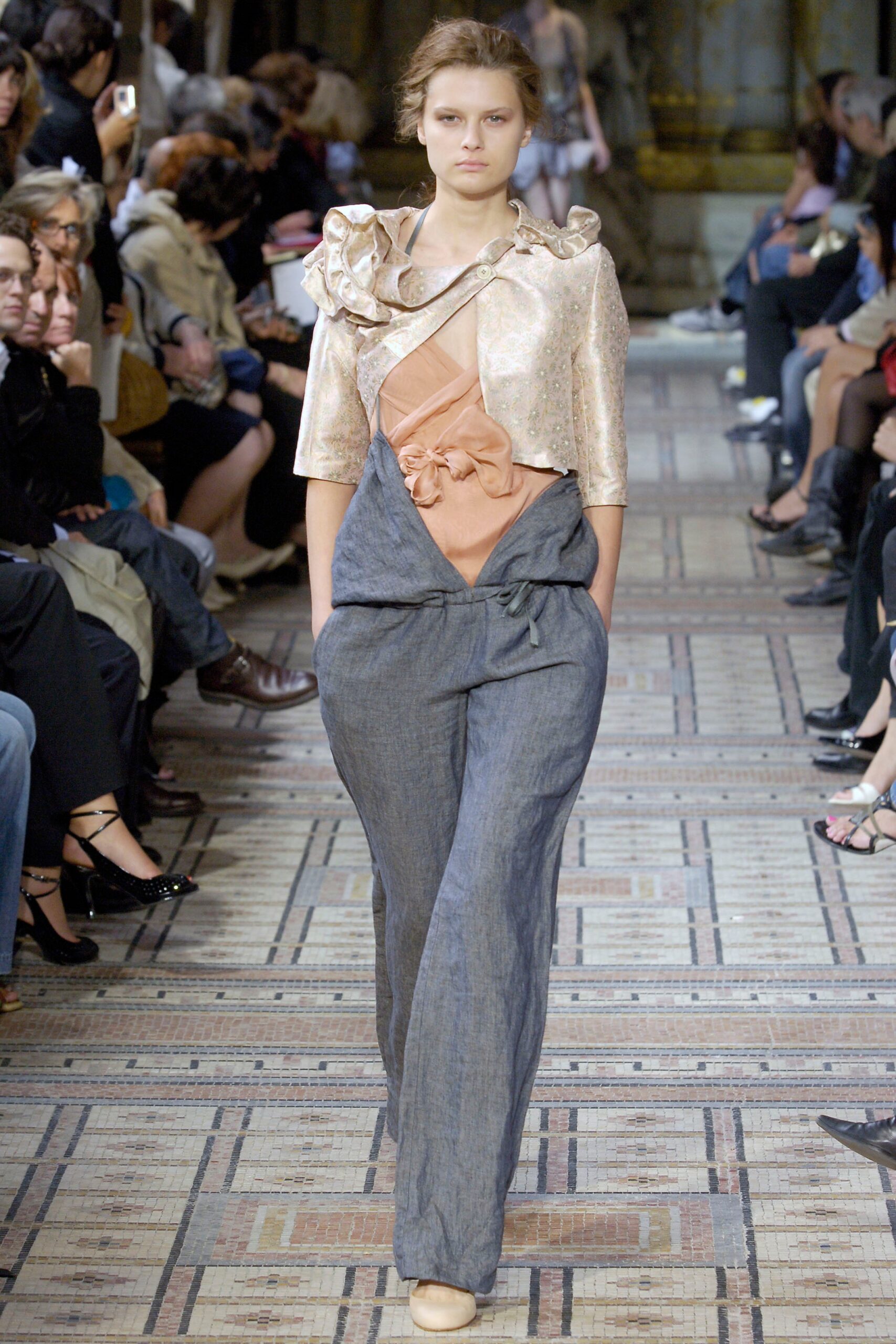 gray linen relaxed wide-leg pants