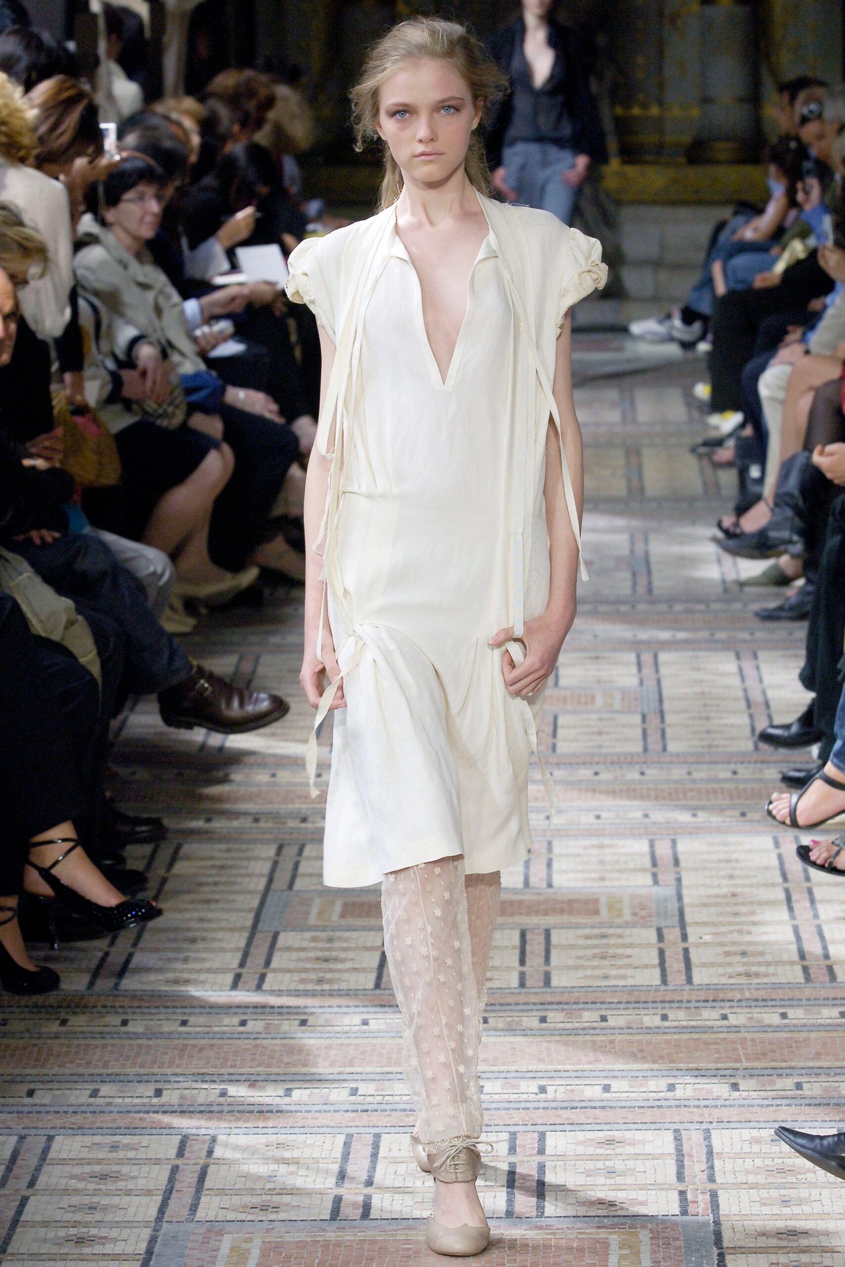 white silk sleeveless dress