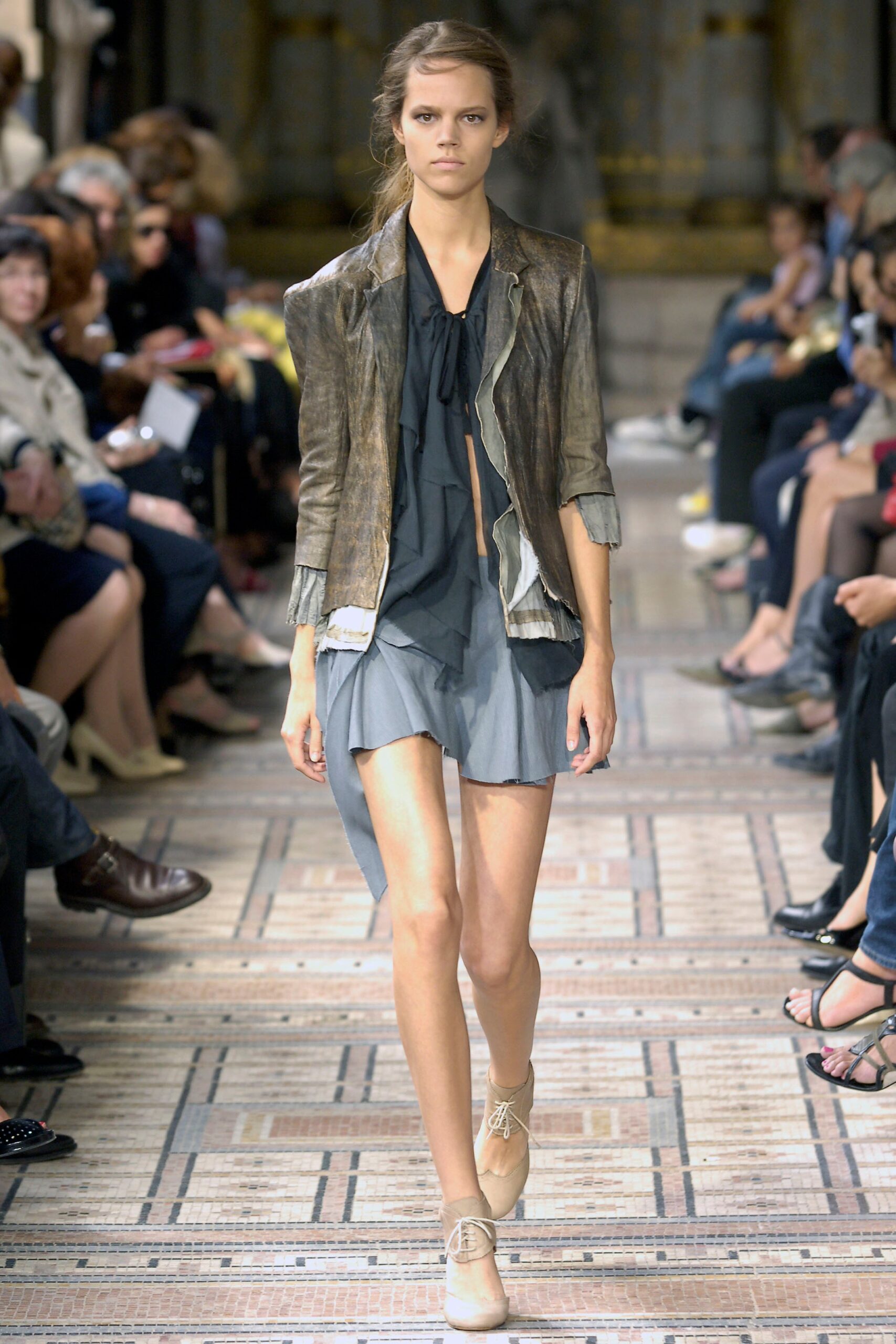 gray silk sleeveless v-neck fitted mini dress
