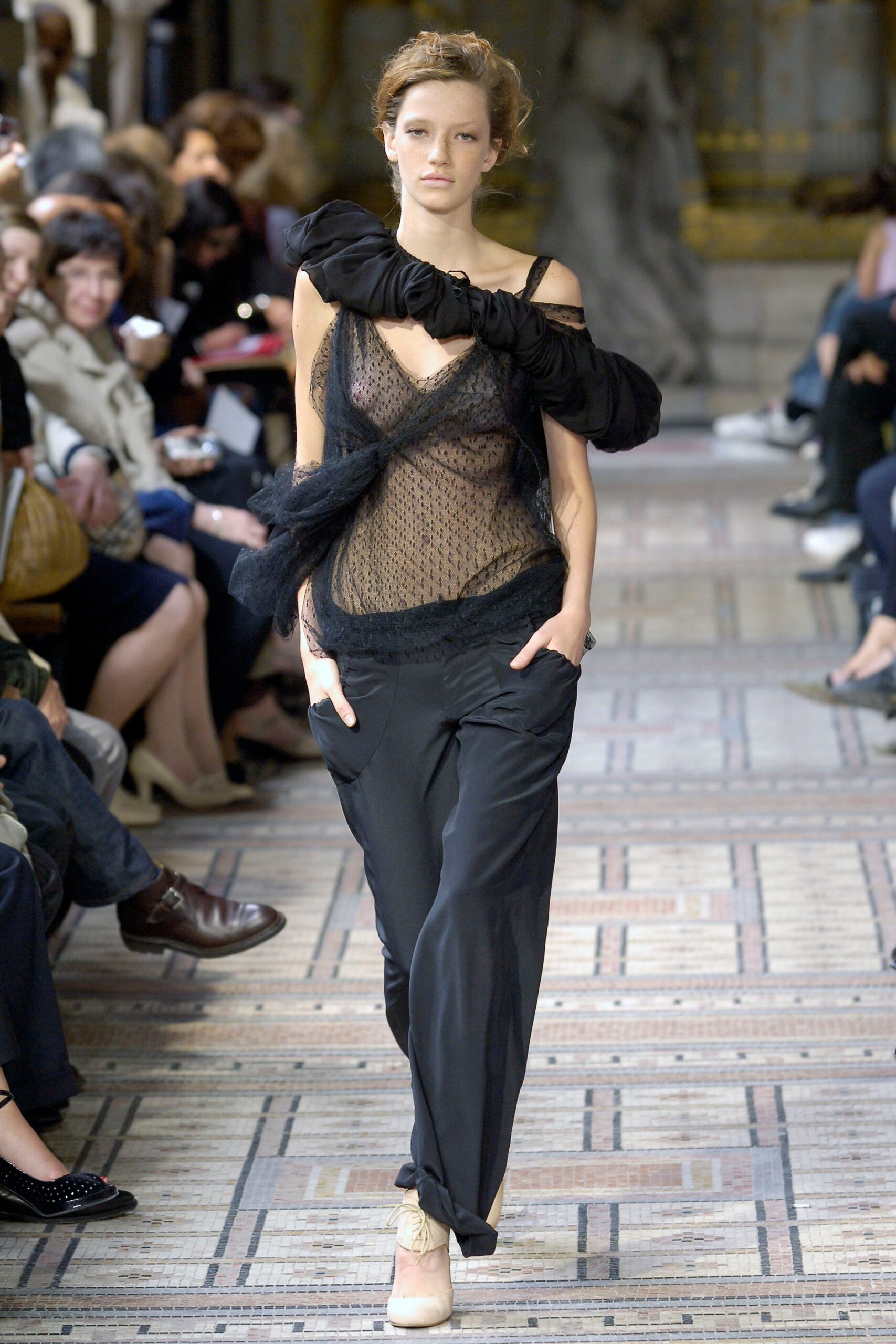 black mesh sleeveless v-neck fitted layered sheer top