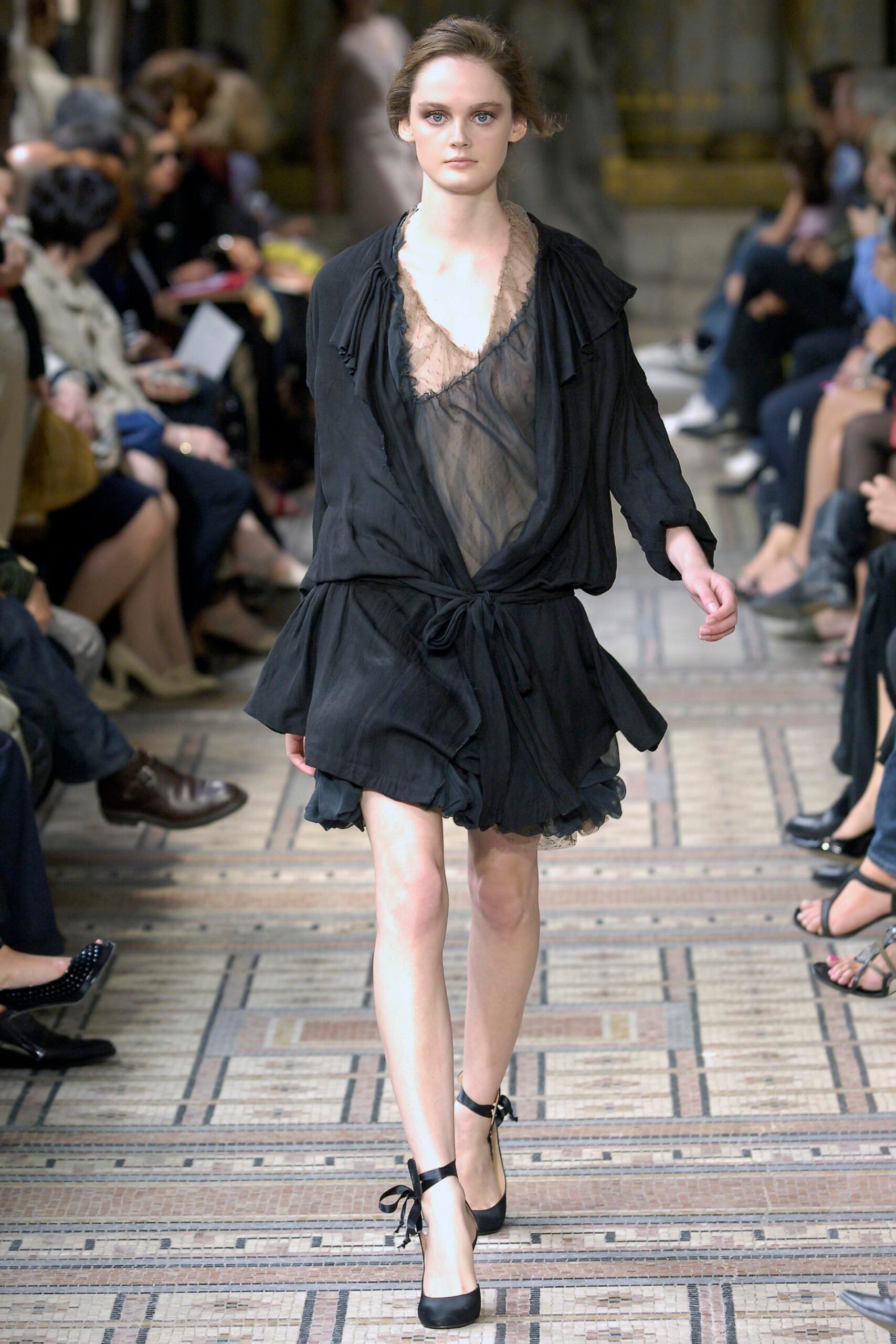 black silk sleeveless dress