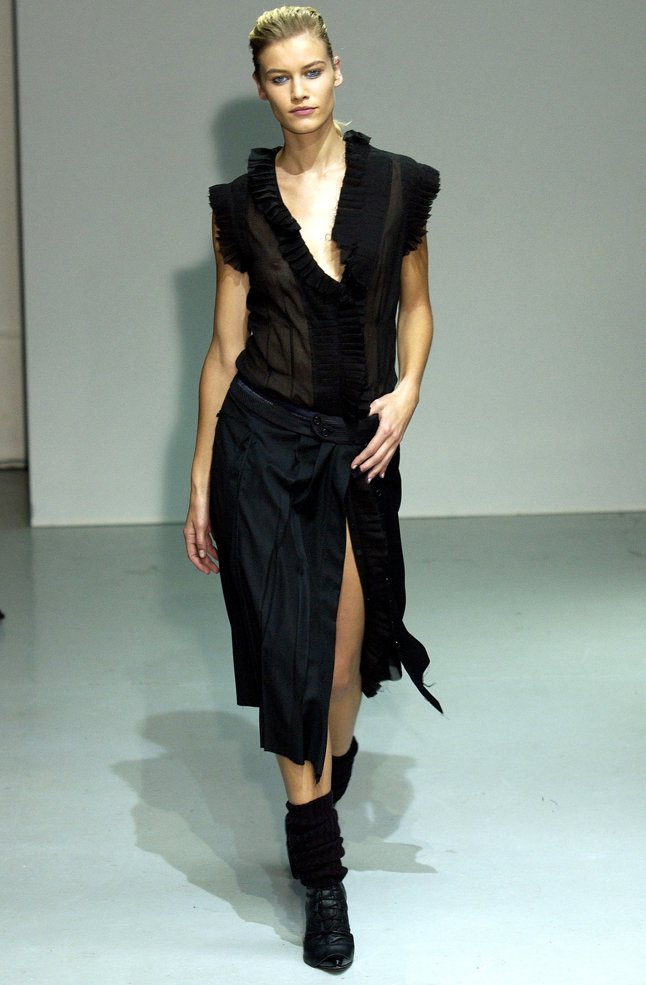 black silk top and skirt