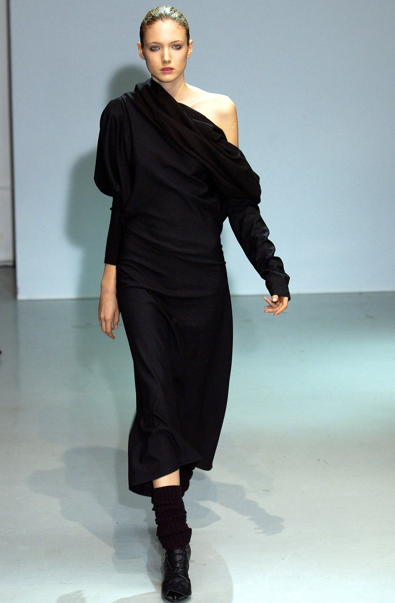 black off-shoulder midi dress
