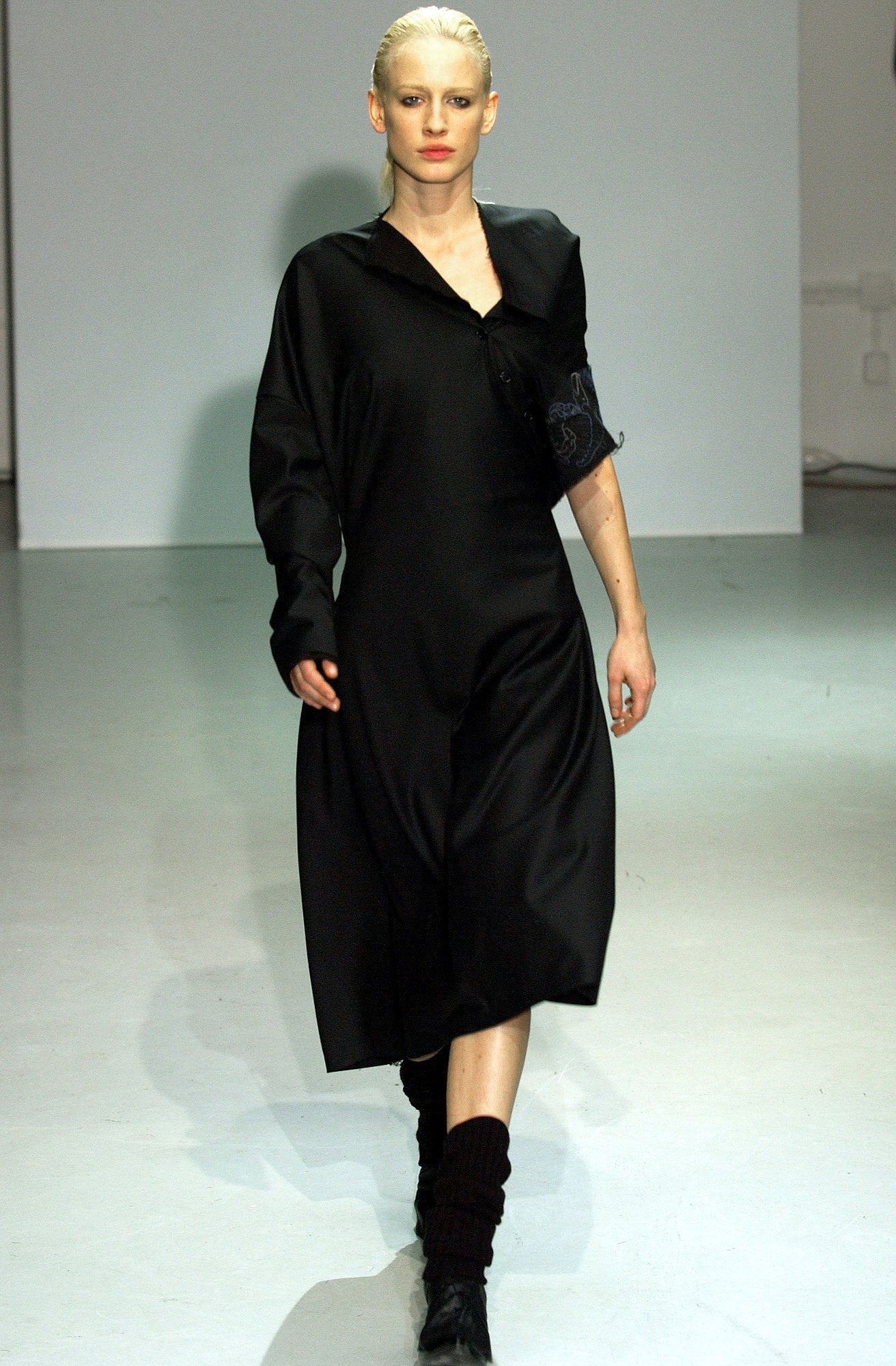 black silk relaxed midi dress