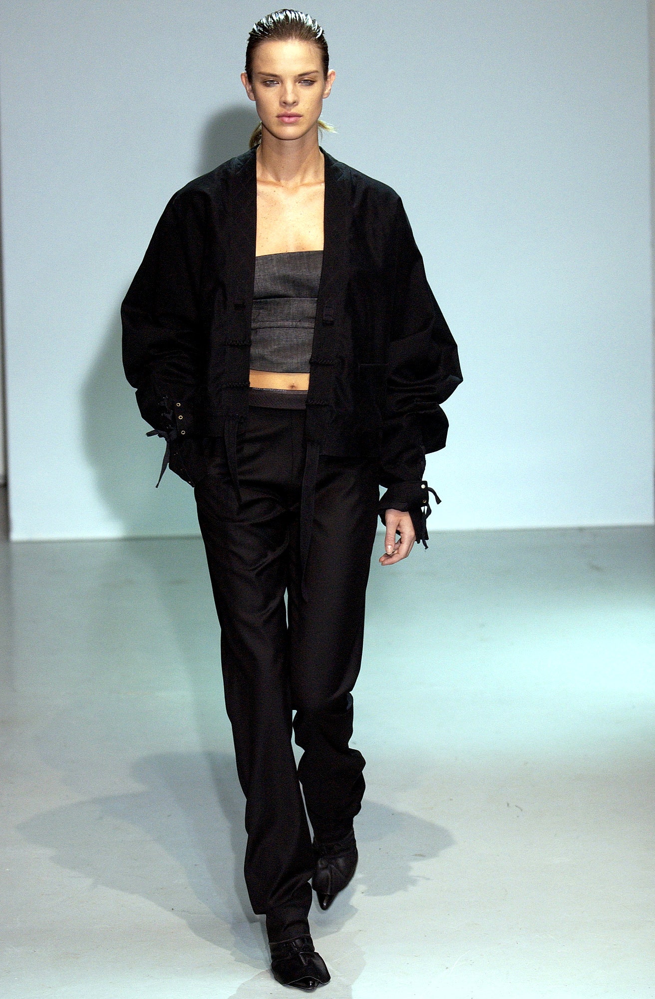 black relaxed jacket with fitted top
