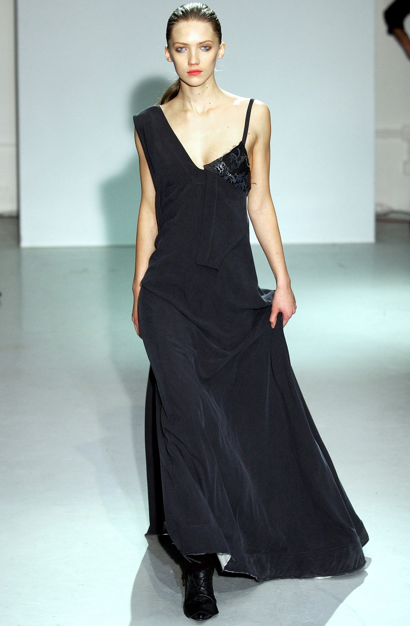 black silk sleeveless dress