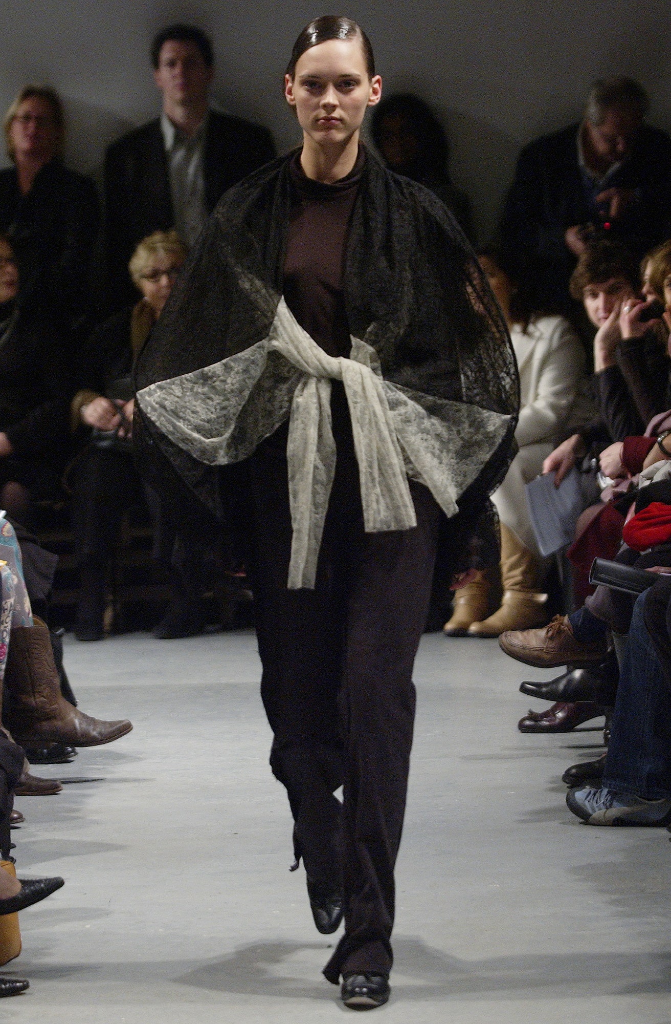 black chiffon relaxed layered flowing cape