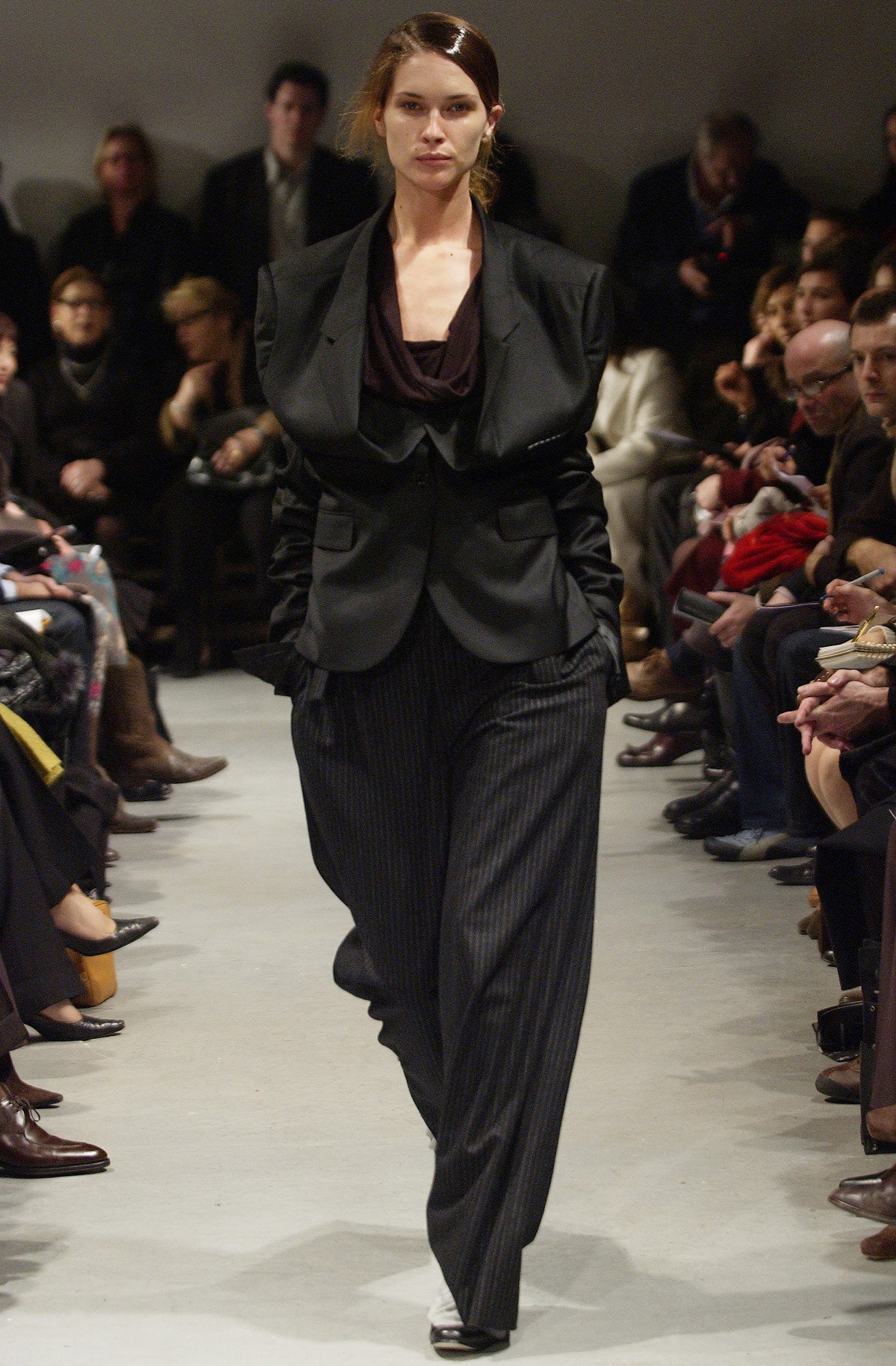 black wool long-sleeve collared structured buttoned blazer