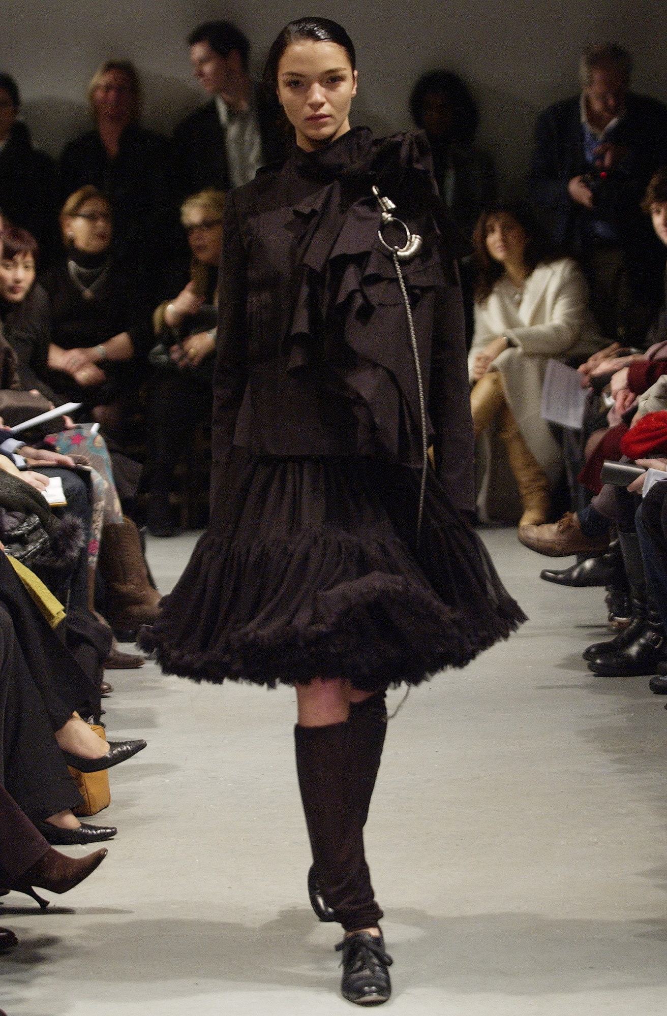 black cotton fitted tiered mini skirt