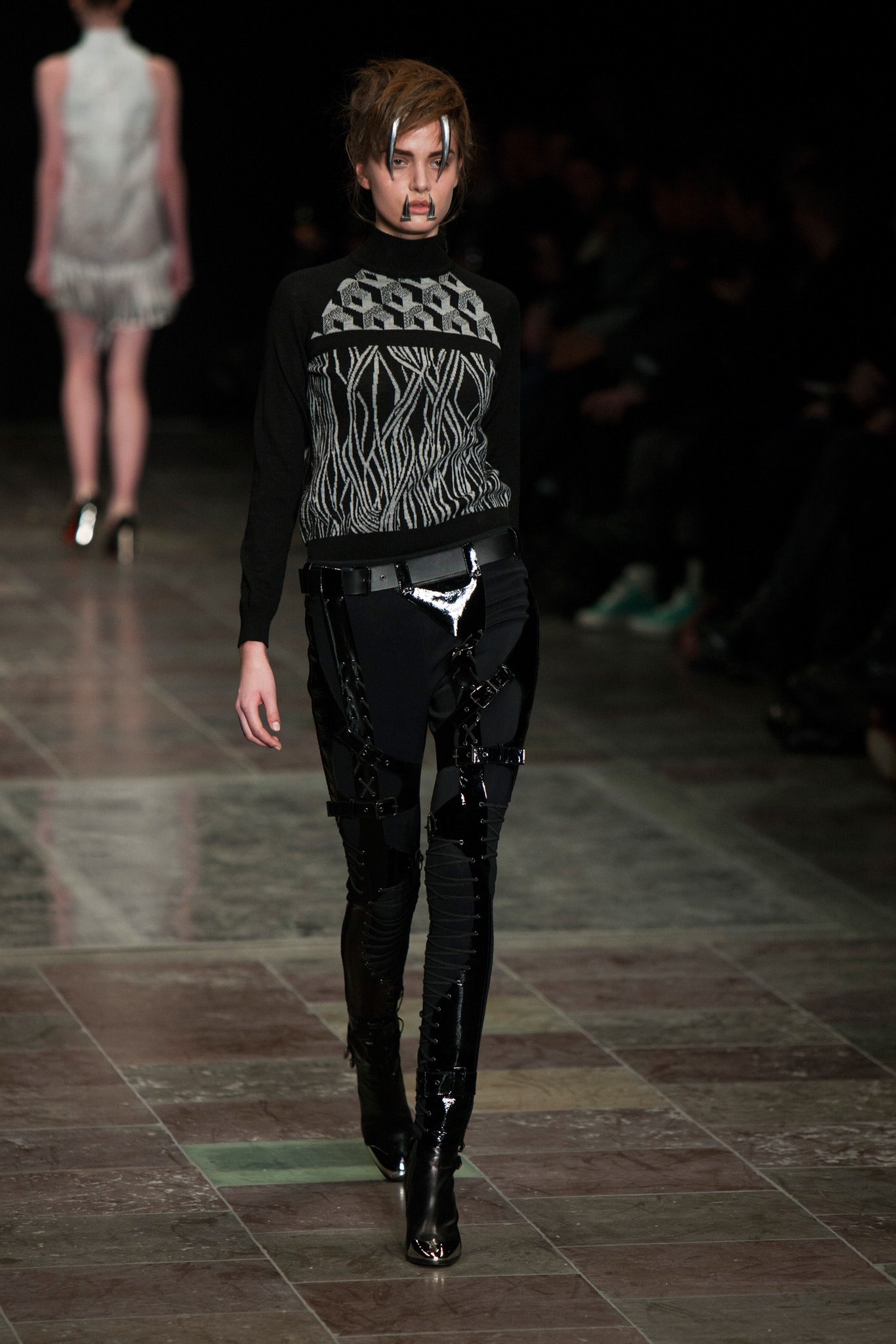 black fitted top and pants