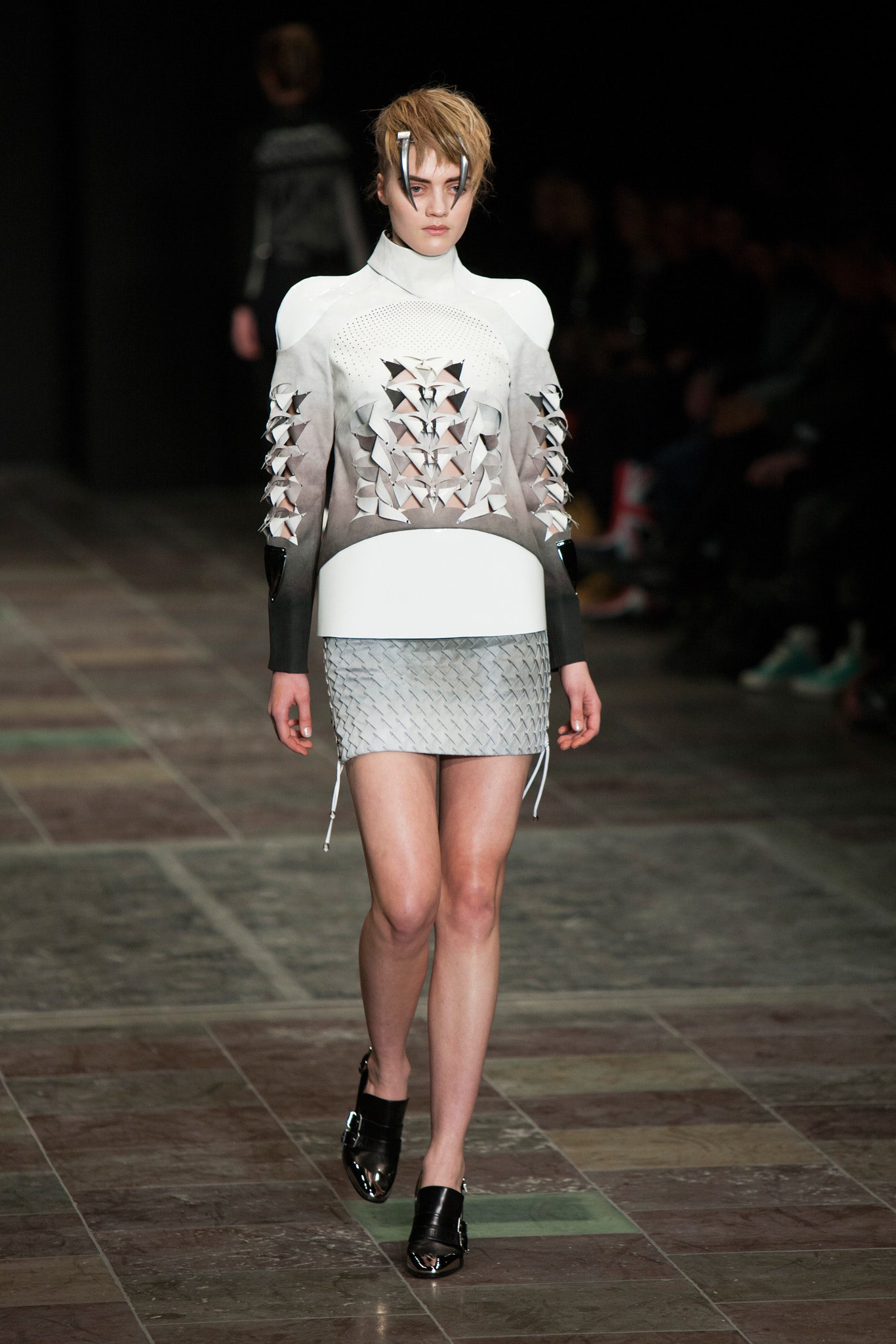 fitted mini dress with layered design