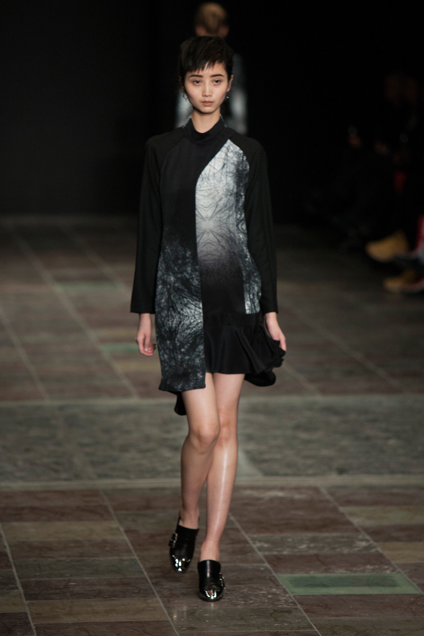 black and white asymmetric dress