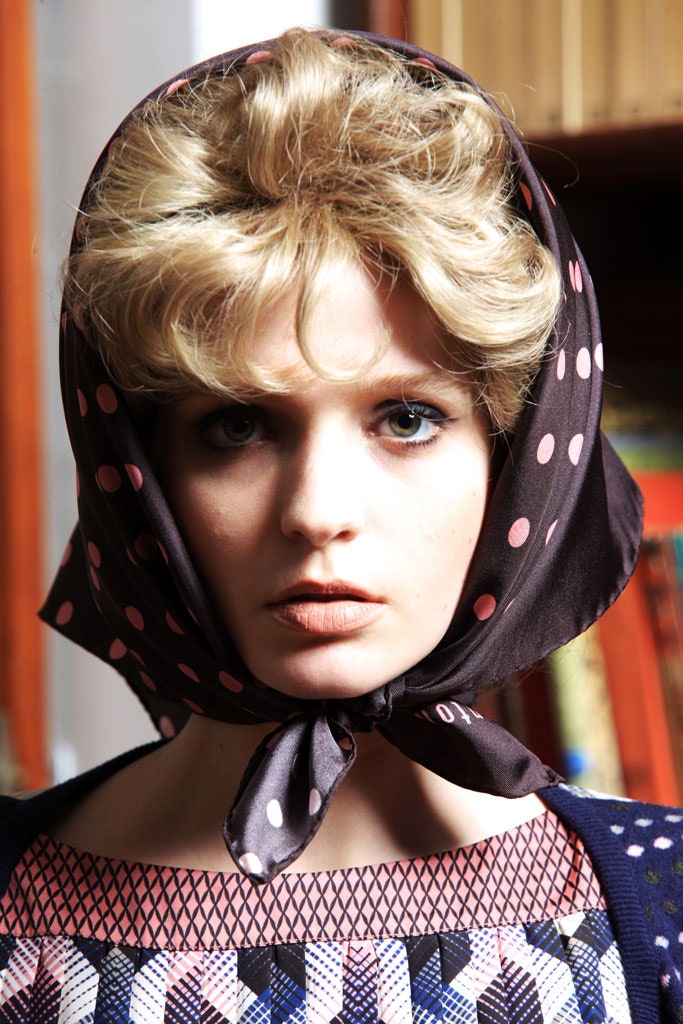 brown silk polka-dot scarf