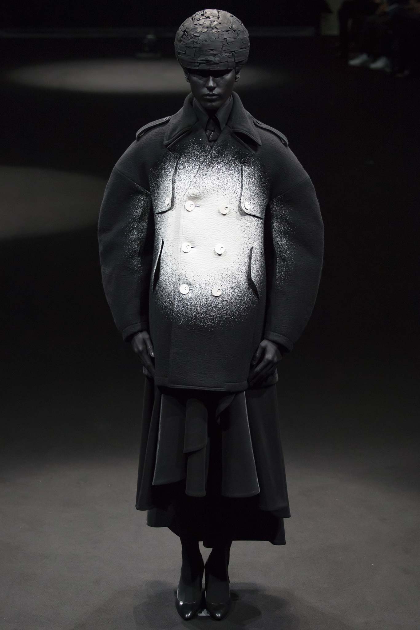 black oversized wool coat