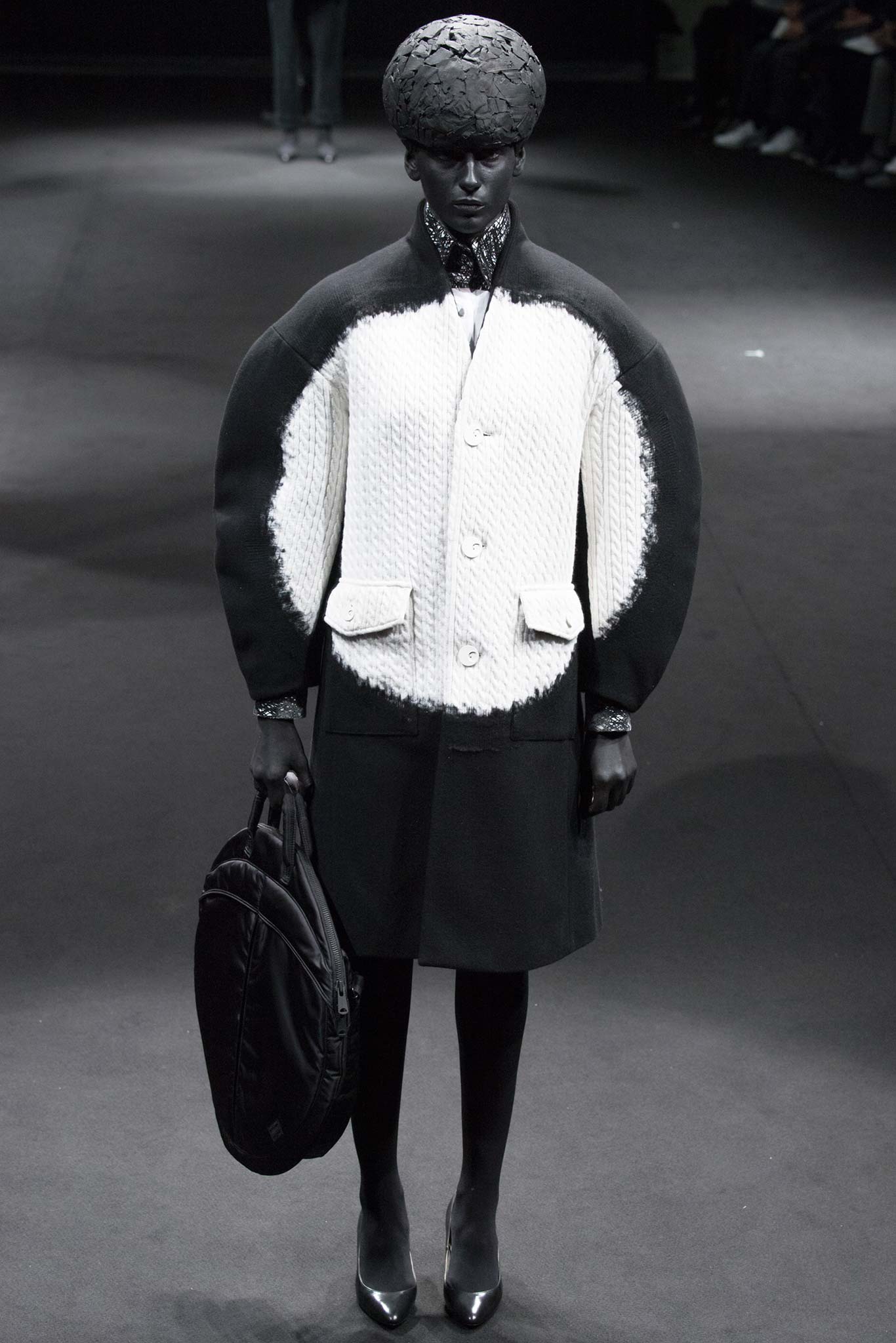 black and white structured coat