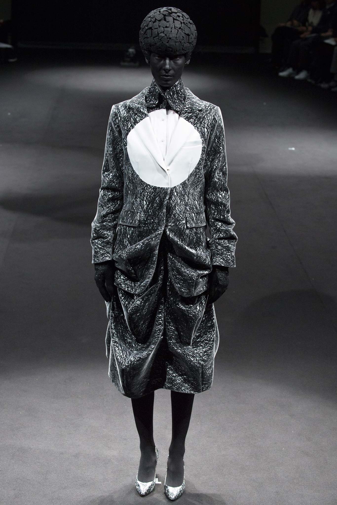 black and white fitted coat