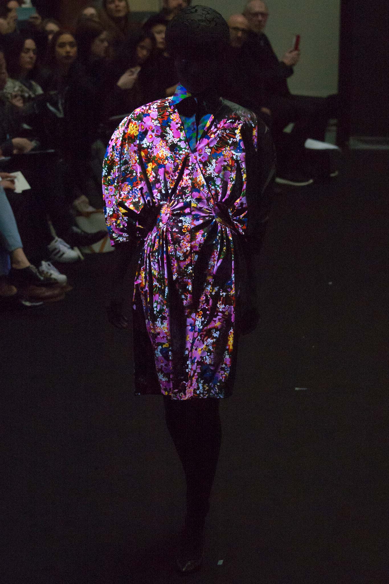 black multi-colored draped dress
