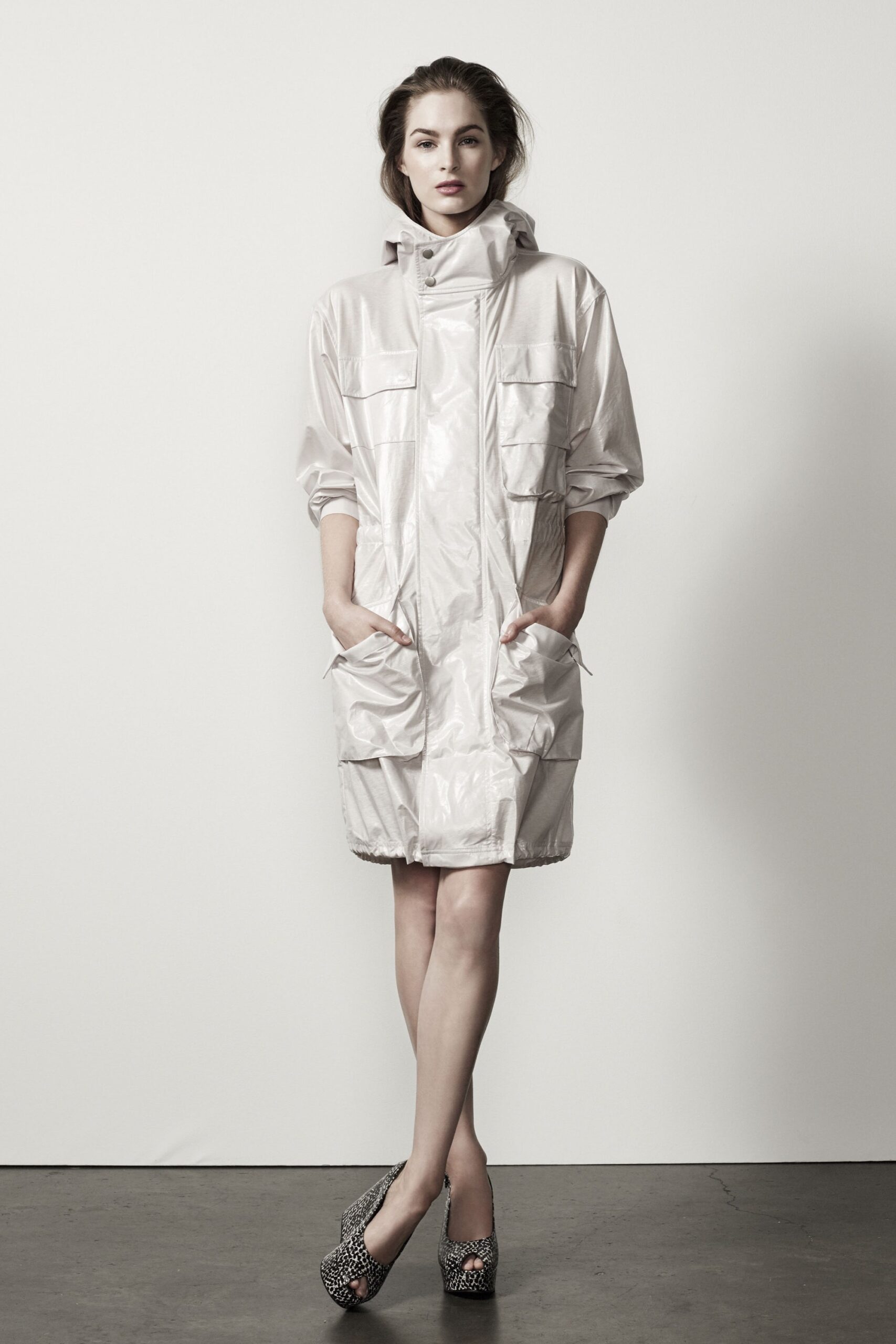 gray vinyl relaxed parka