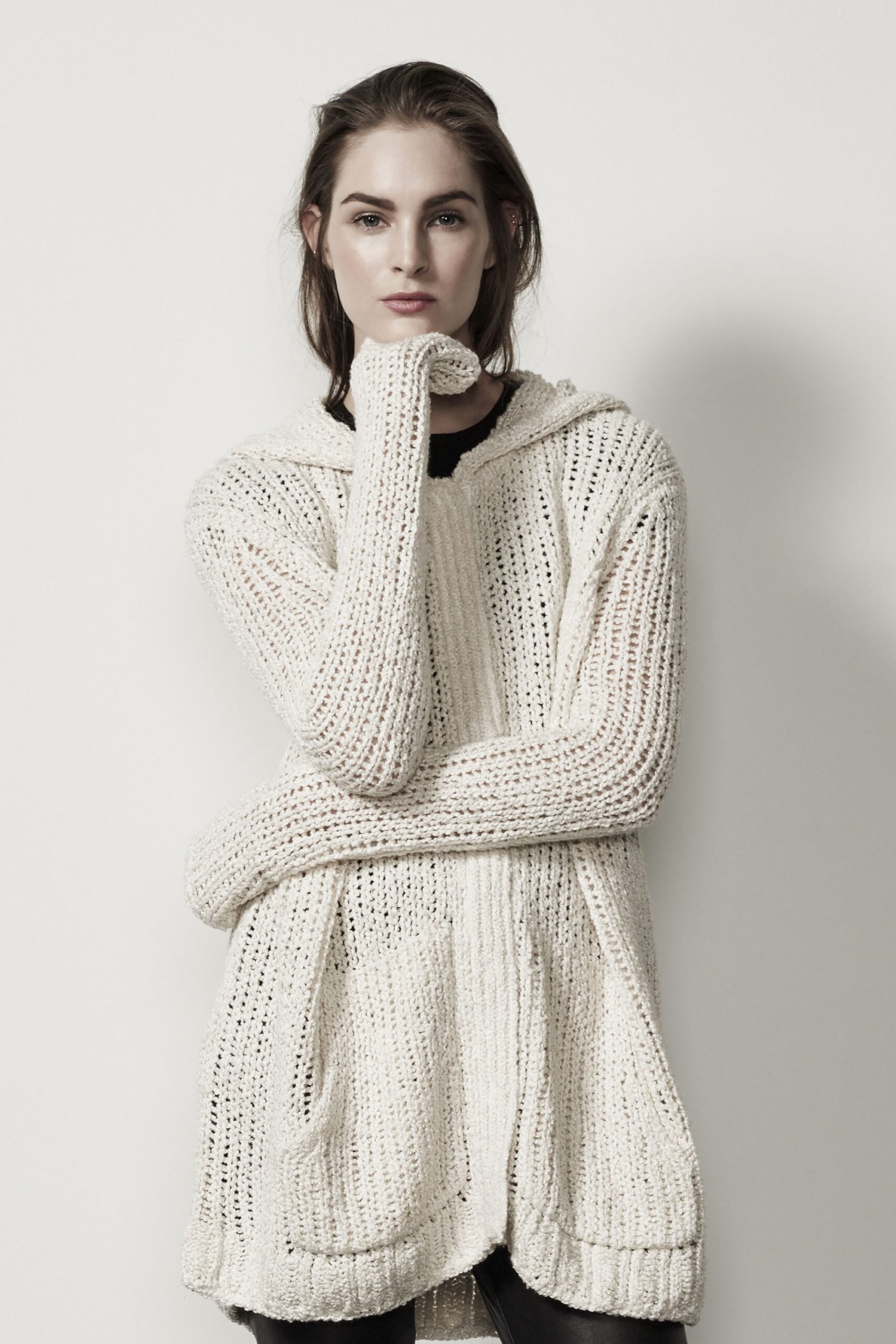 white relaxed cotton hoodie