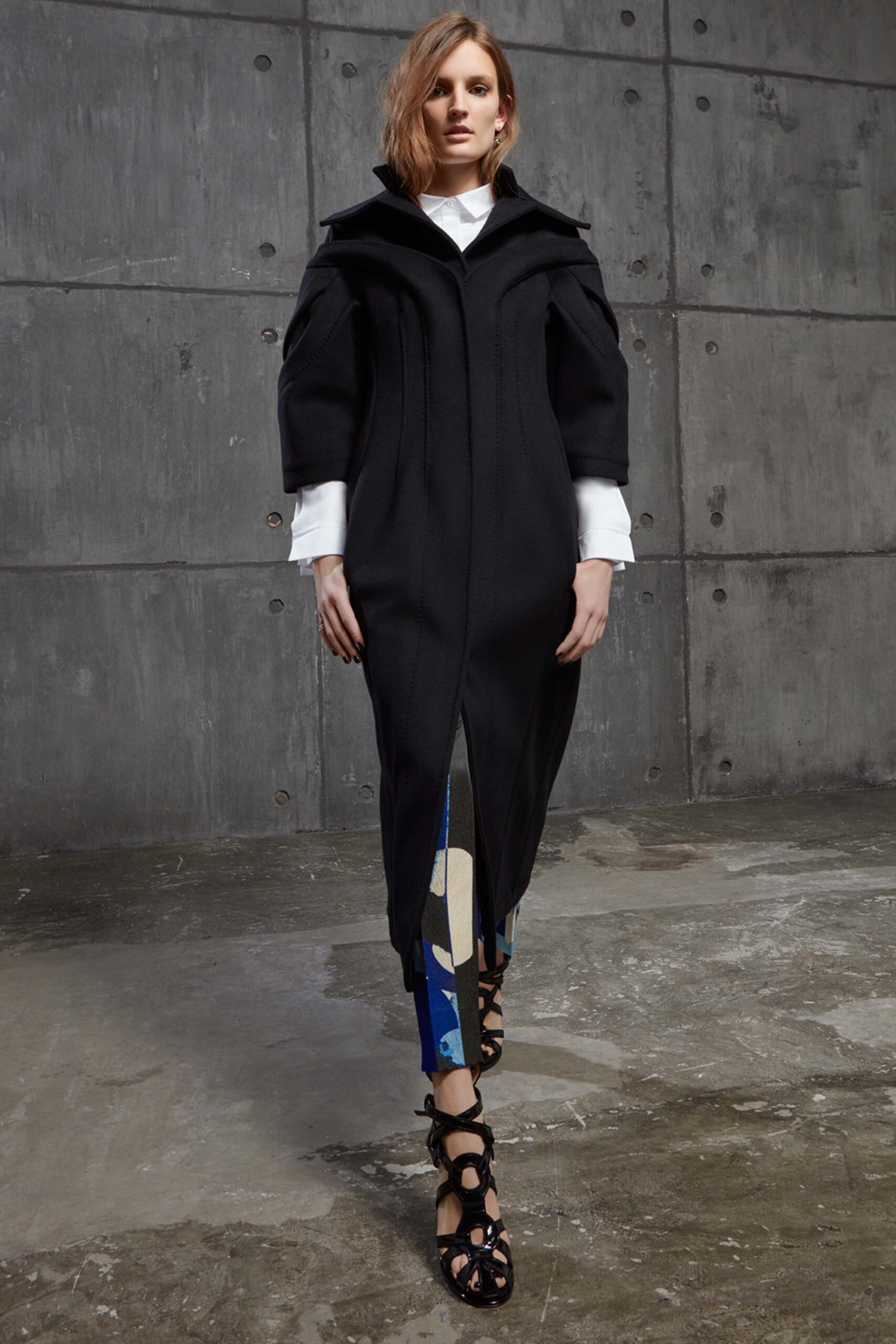 black wool coat with white shirt