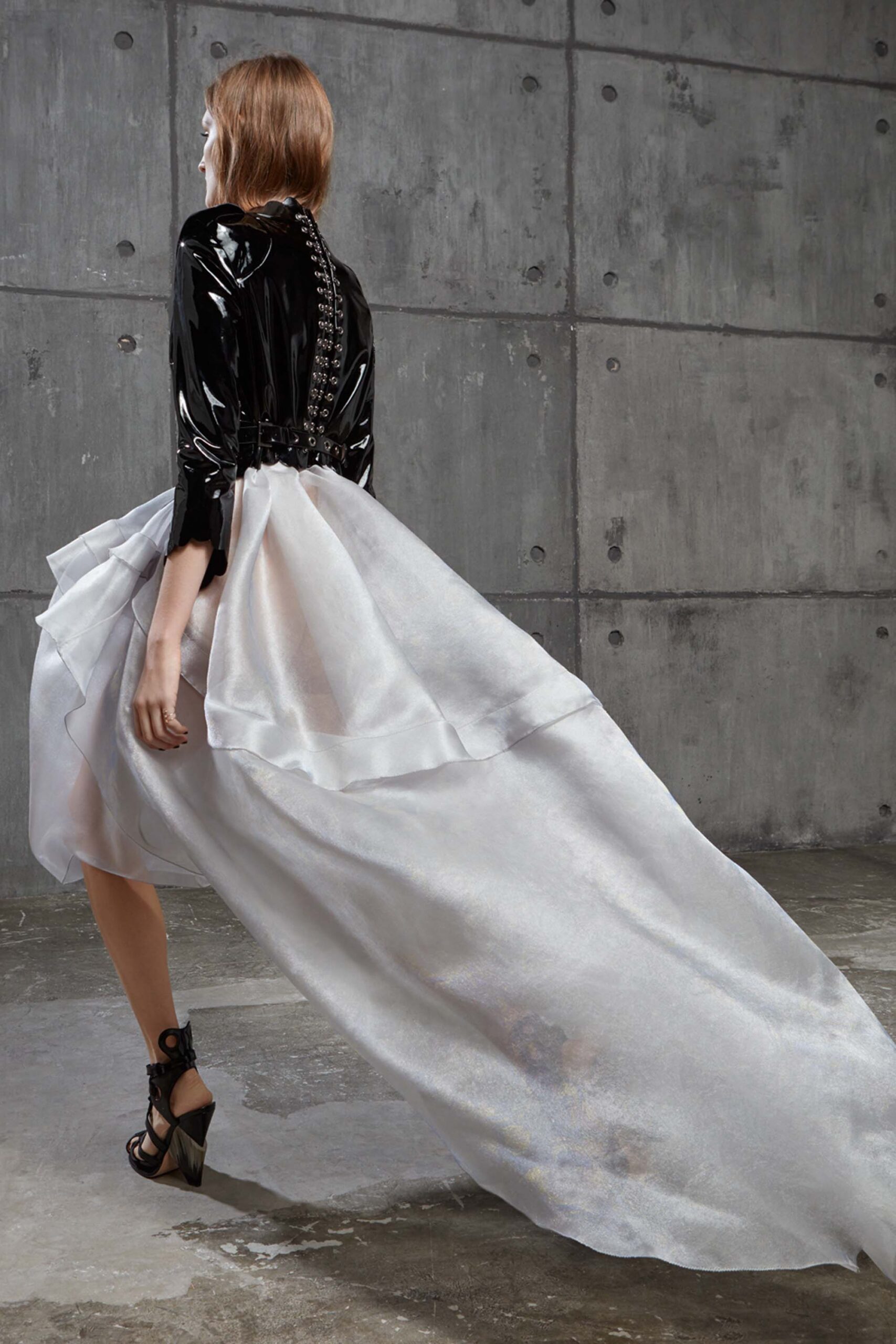 black and white draped maxi dress