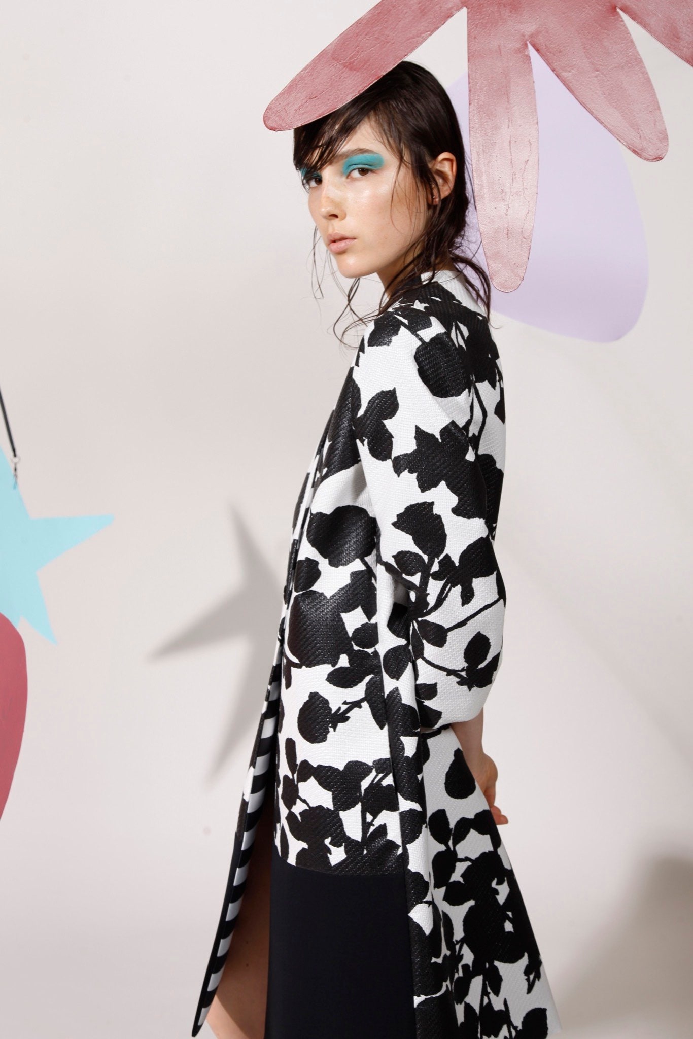 black and white printed coat